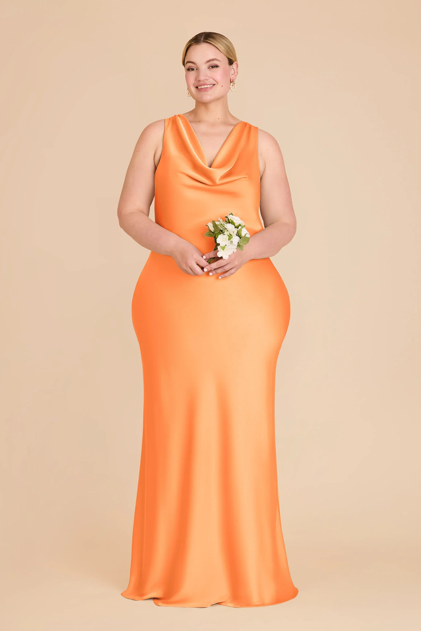 Bonnie Matte Satin Dress - Apricot - Image 6