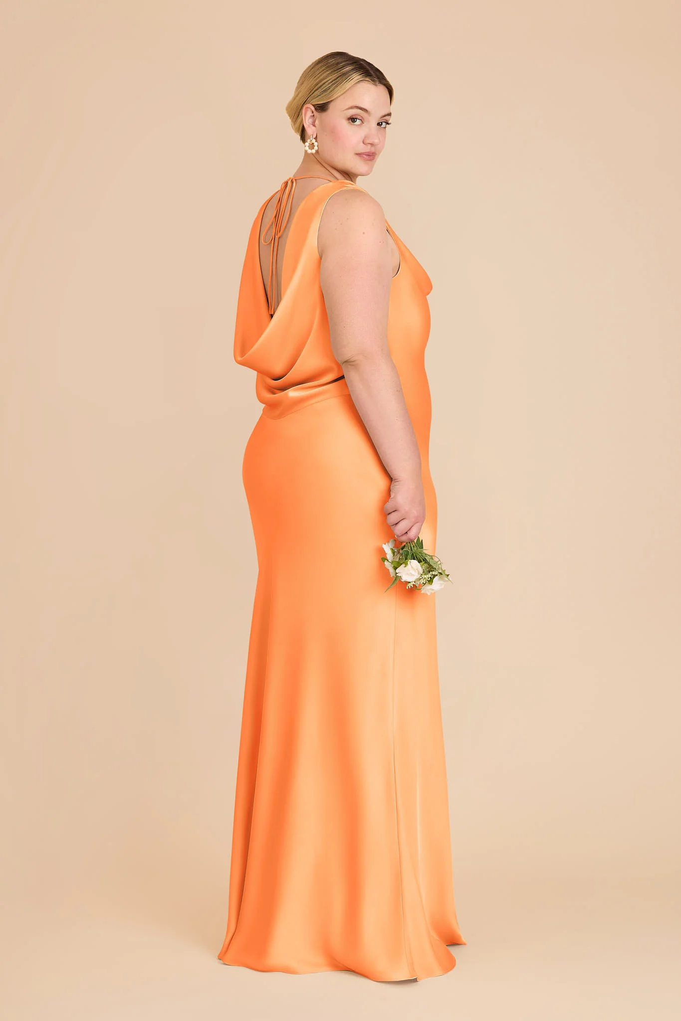 Bonnie Matte Satin Dress - Apricot - Image 7