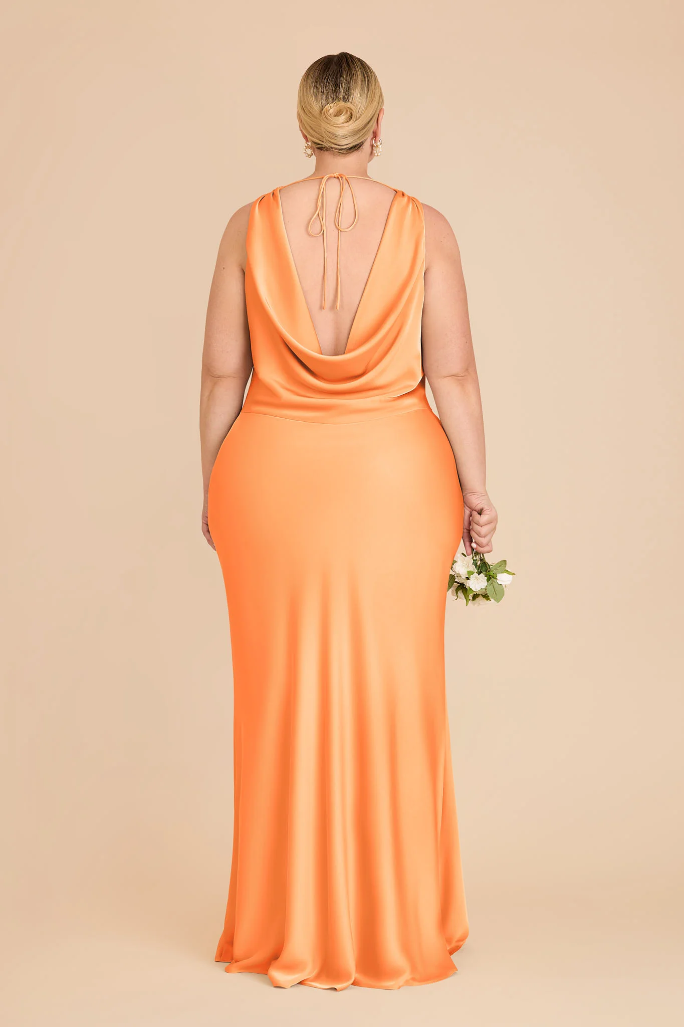 Bonnie Matte Satin Dress - Apricot - Image 8