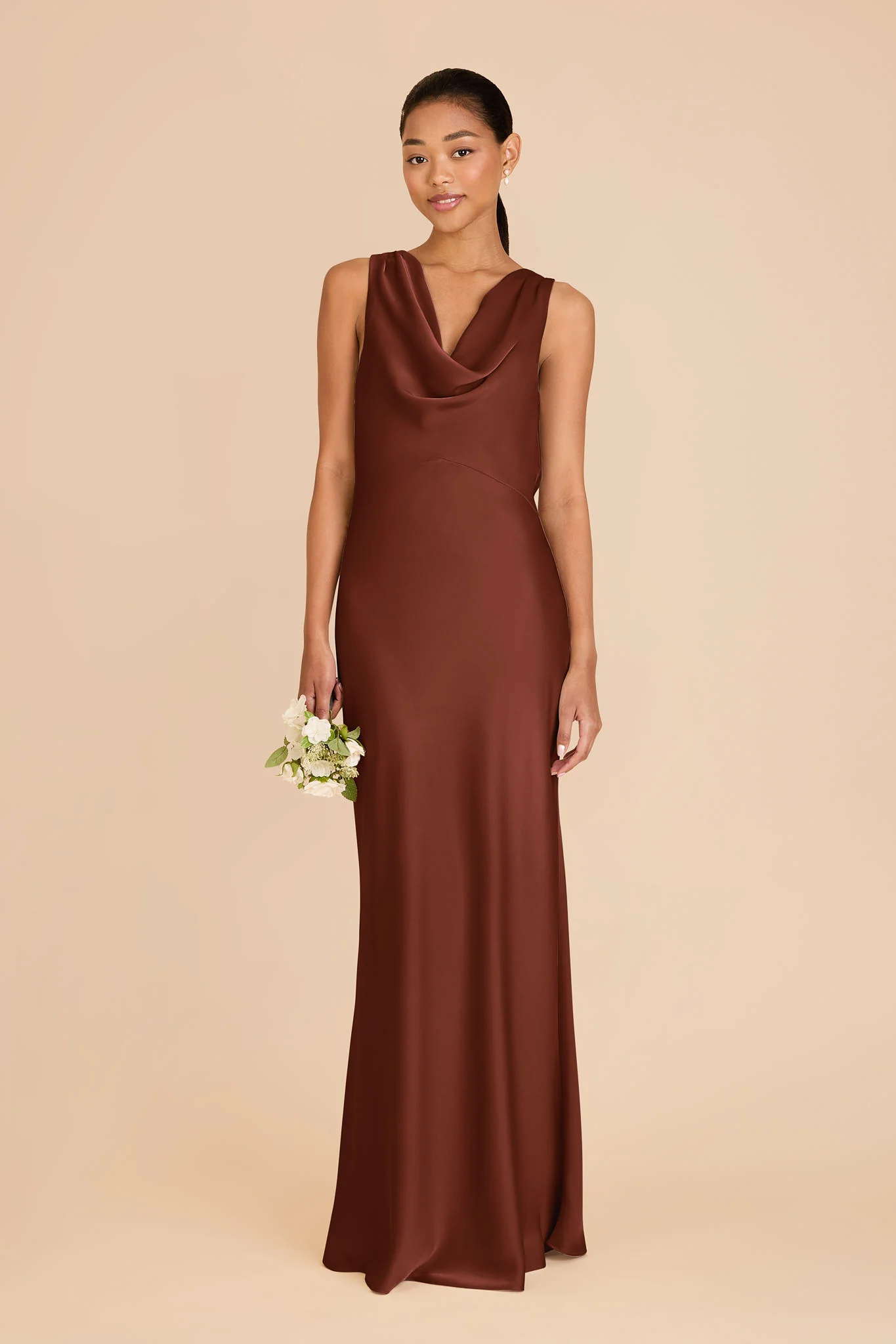 Bonnie Matte Satin Dress - Cognac
