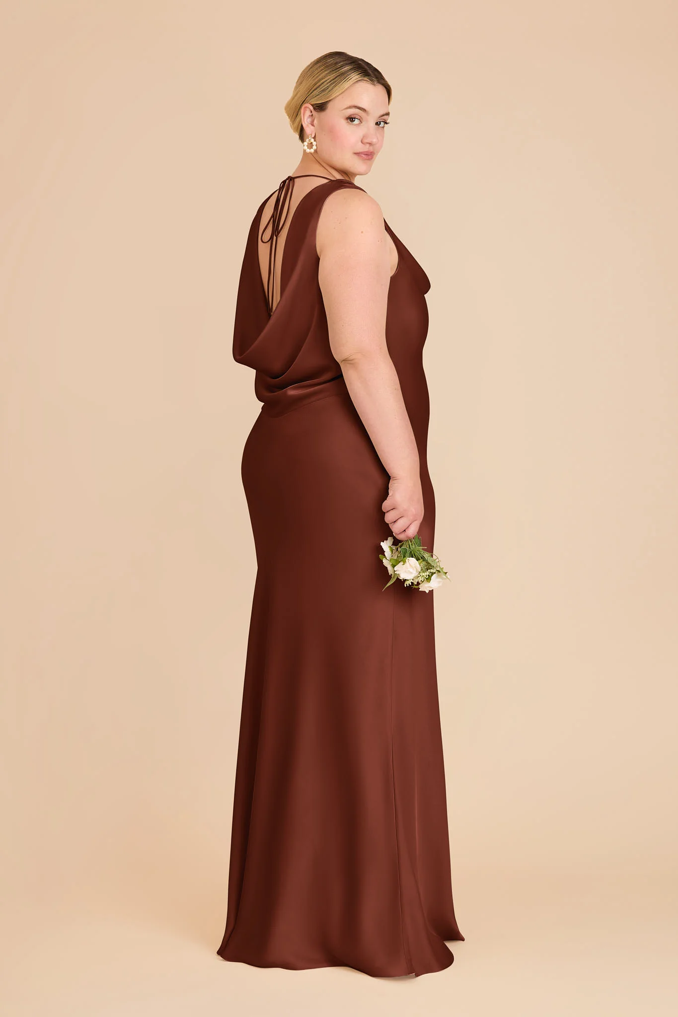 Bonnie Matte Satin Dress - Cognac - Image 6