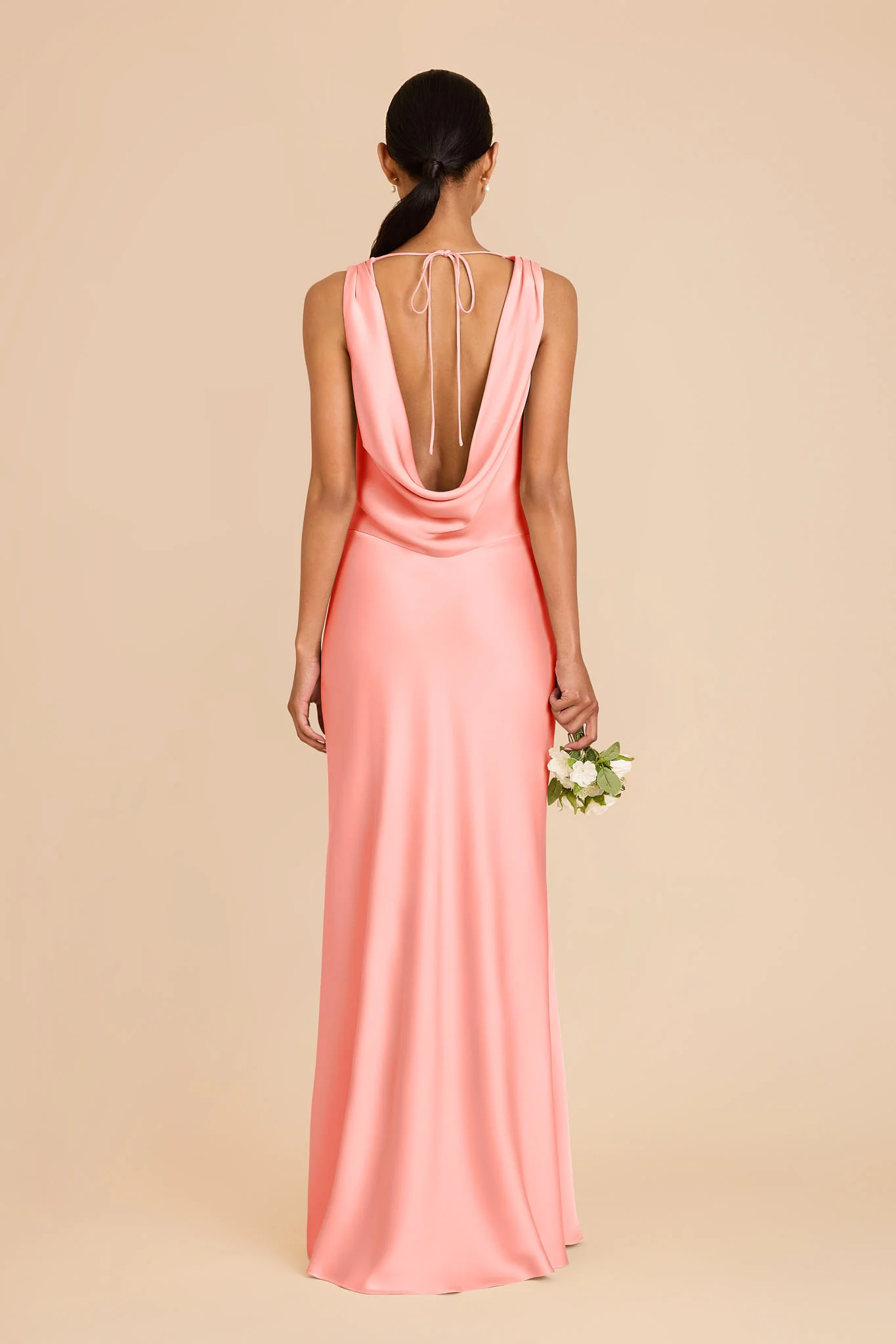 Bonnie Matte Satin Dress - Coral Pink - Image 5