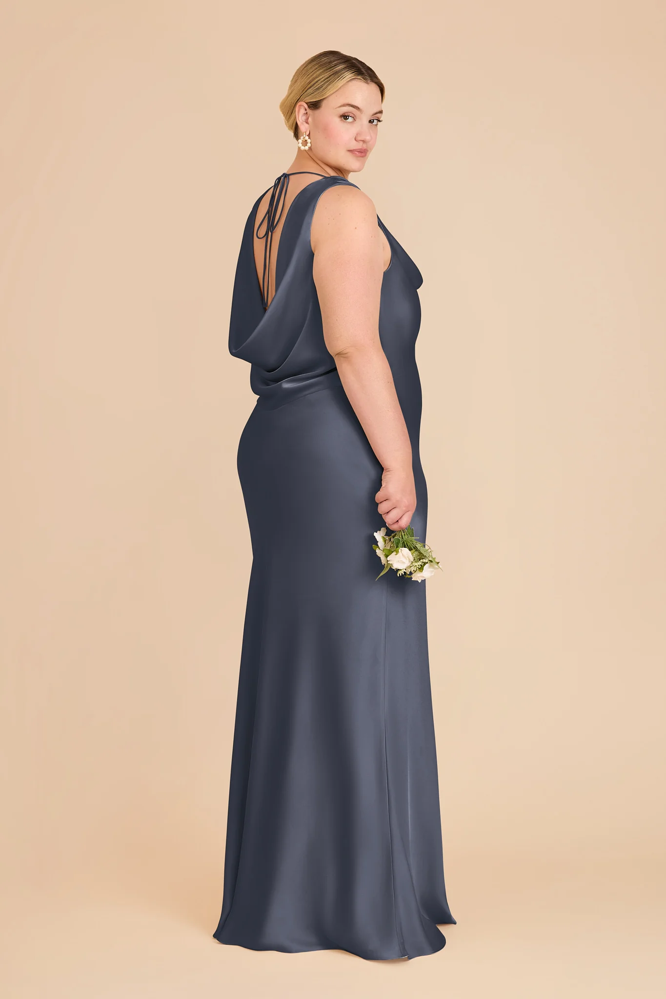 Bonnie Matte Satin Dress - Dusk Blue - Image 6