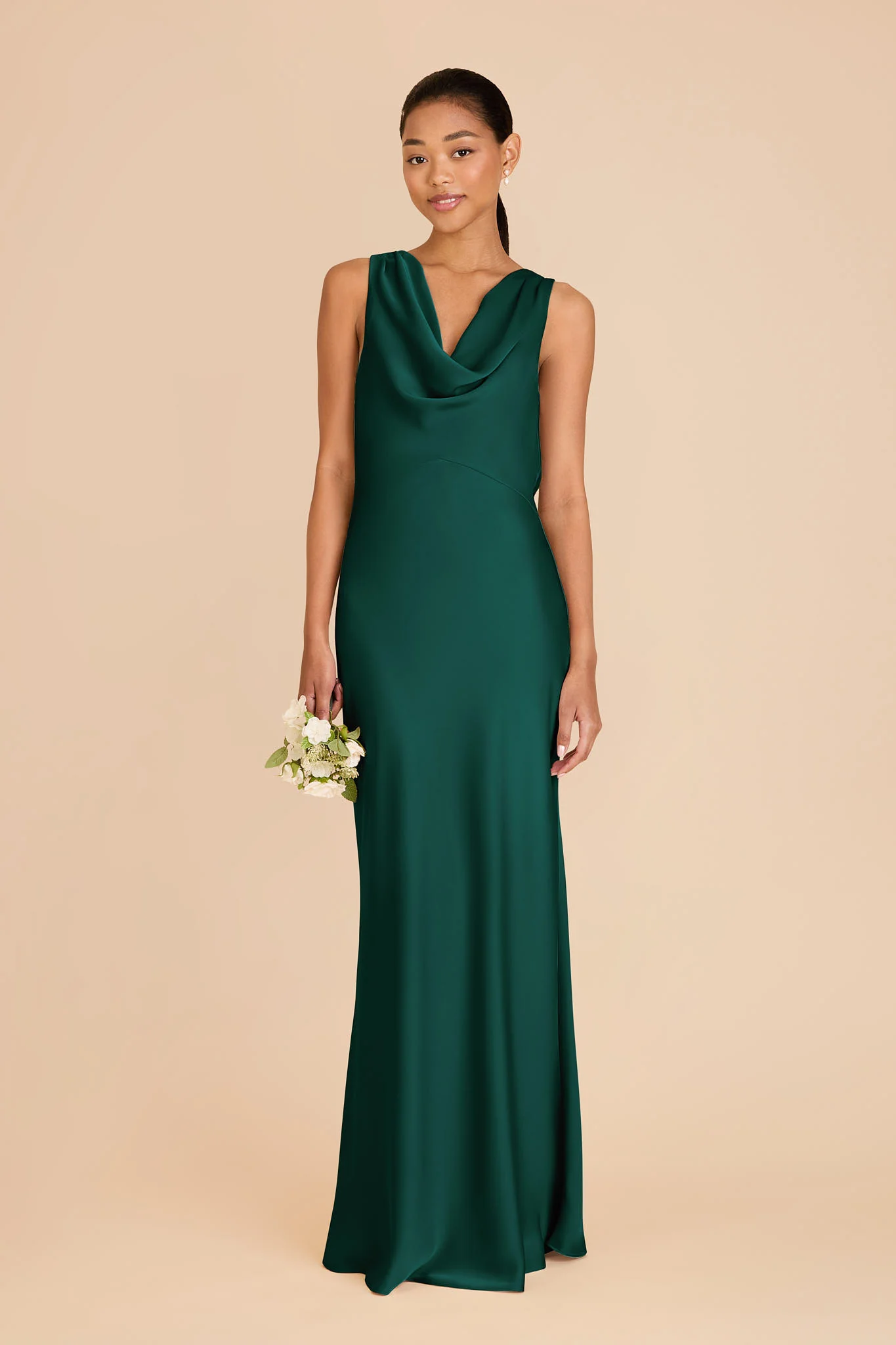 Bonnie Matte Satin Dress - Emerald - Image 3