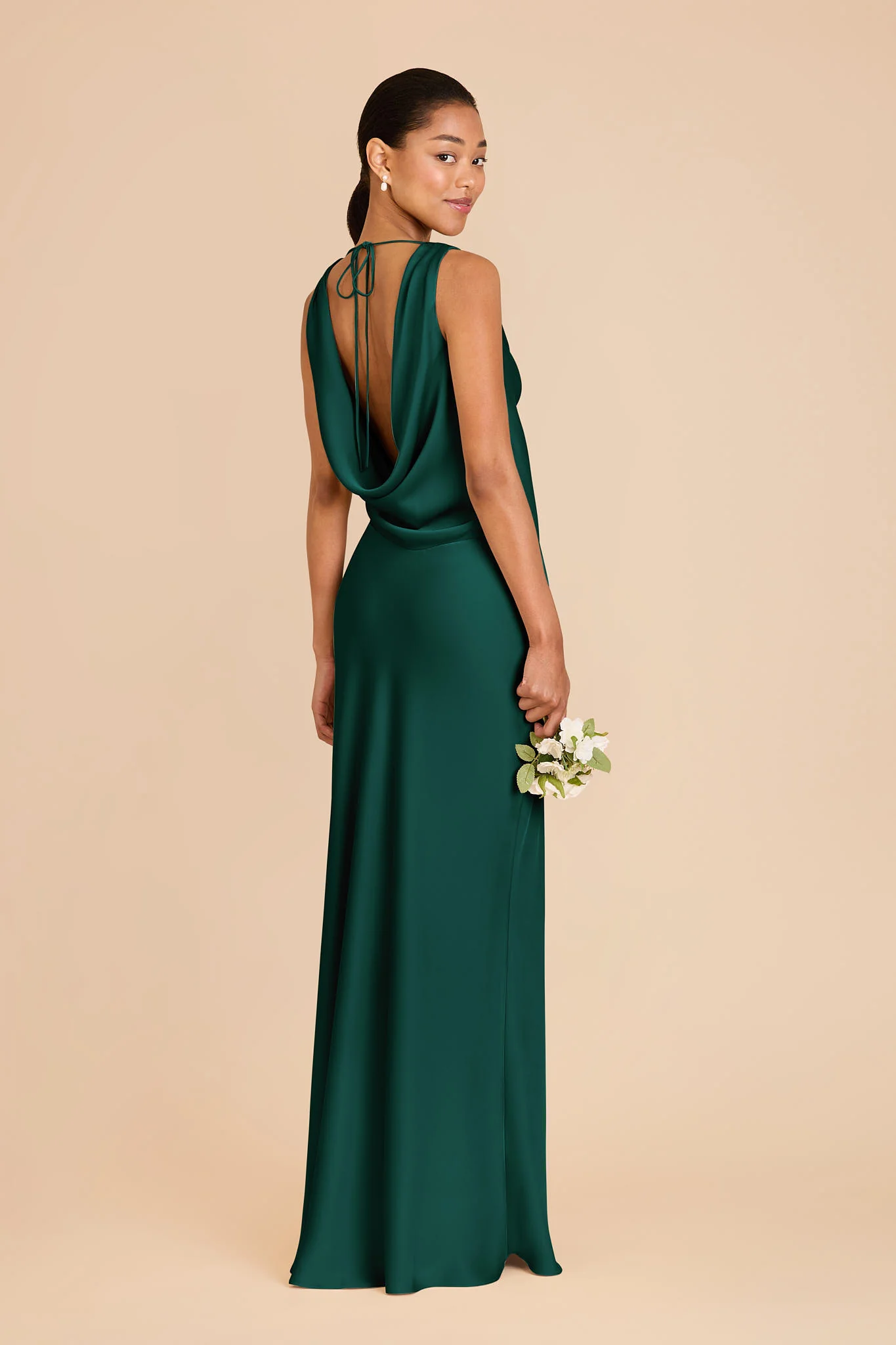 Bonnie Matte Satin Dress - Emerald - Image 4