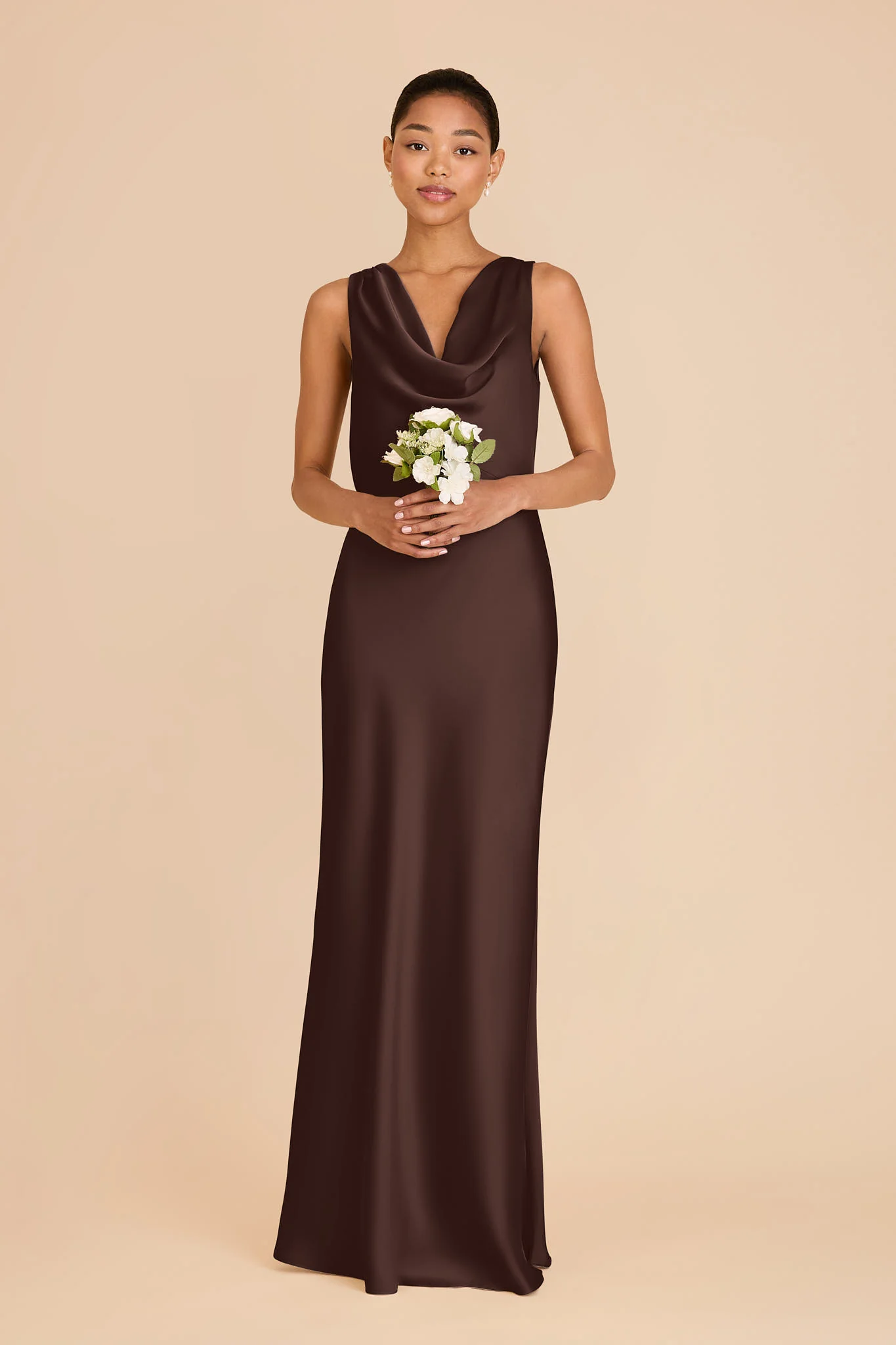 Bonnie Matte Satin Dress - Espresso