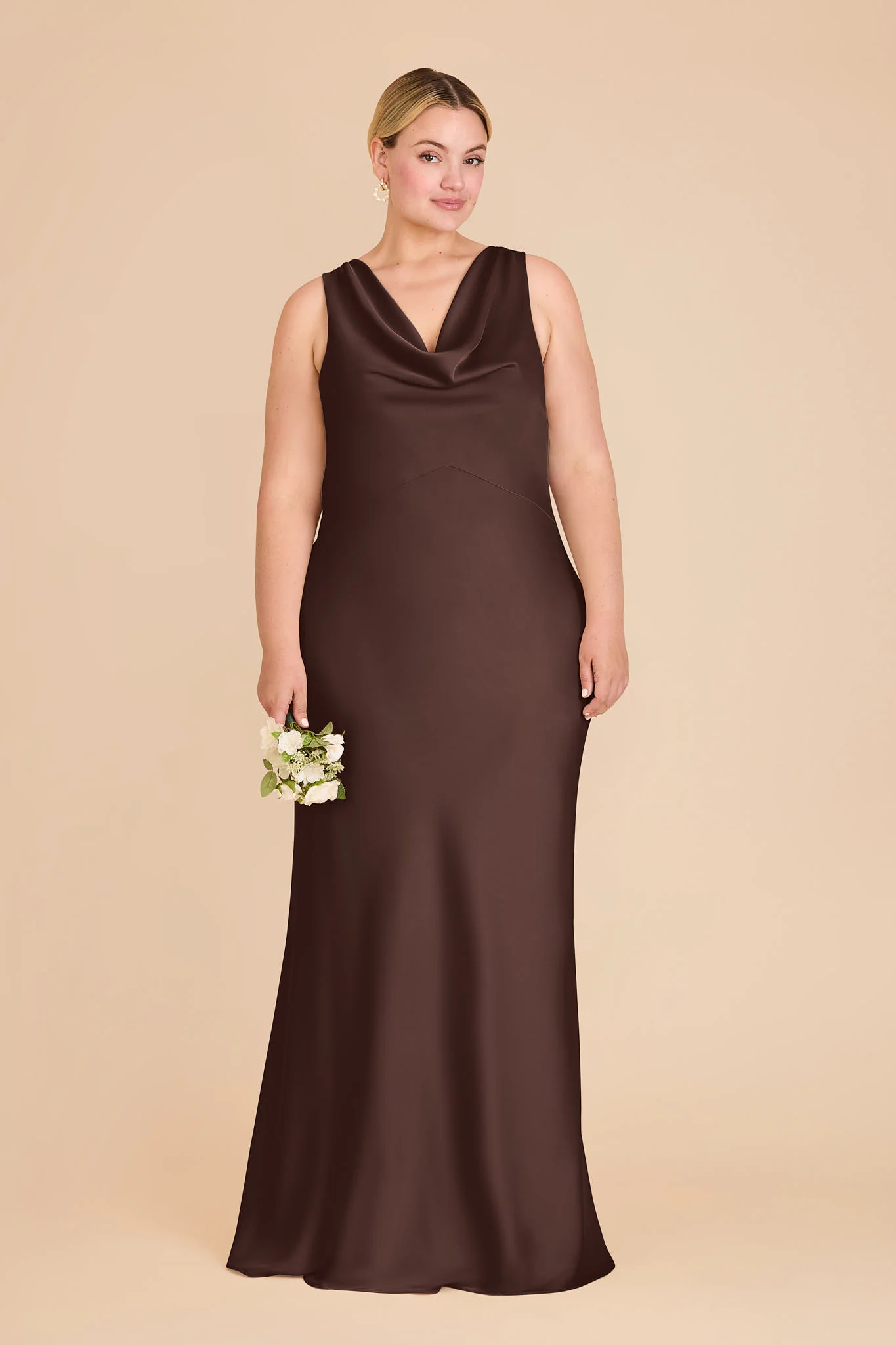 Bonnie Matte Satin Dress - Espresso - Image 2