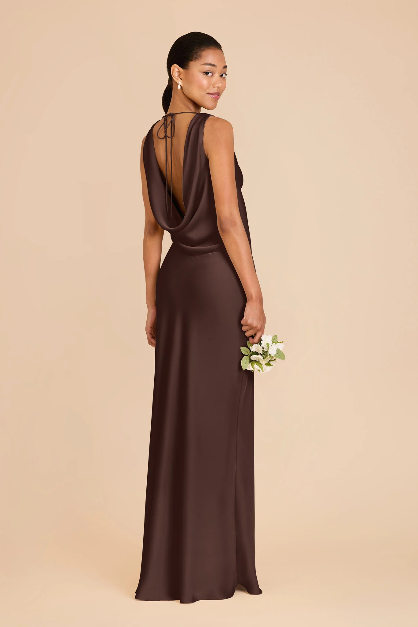 Bonnie Matte Satin Dress - Espresso - Image 4