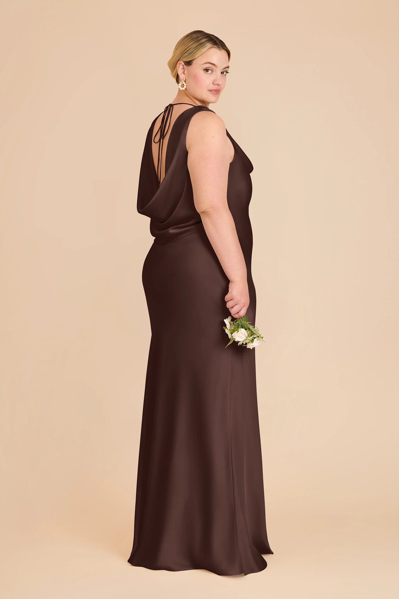 Bonnie Matte Satin Dress - Espresso - Image 6