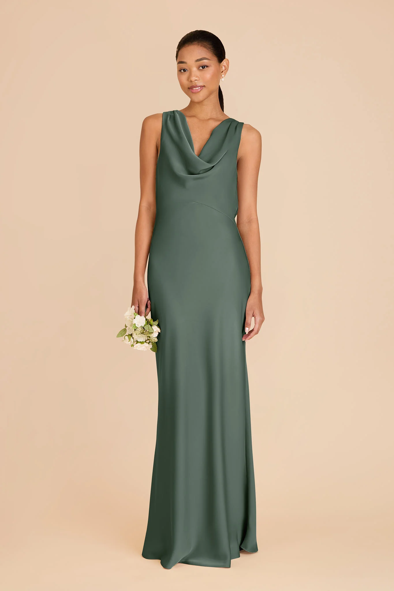 Bonnie Matte Satin Dress - Eucalyptus - Image 3