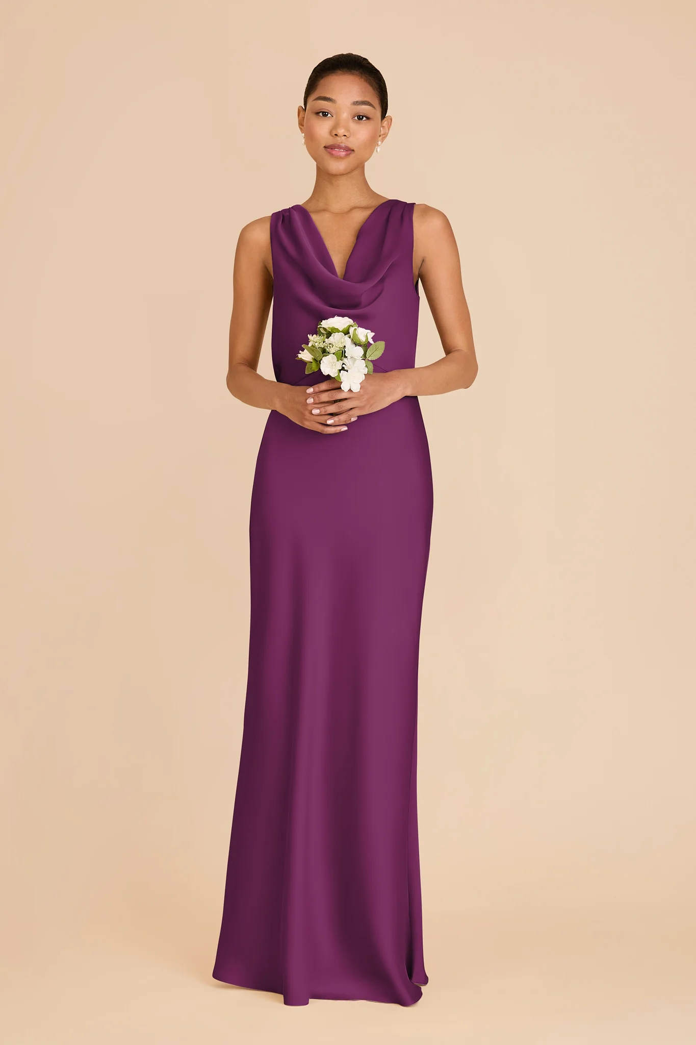 Bonnie Matte Satin Dress - Fig - Image 3