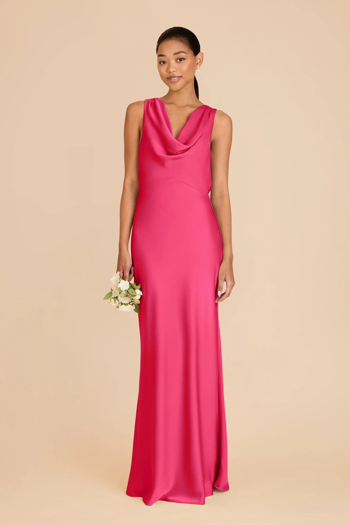 Bonnie Matte Satin Dress - Fuchsia