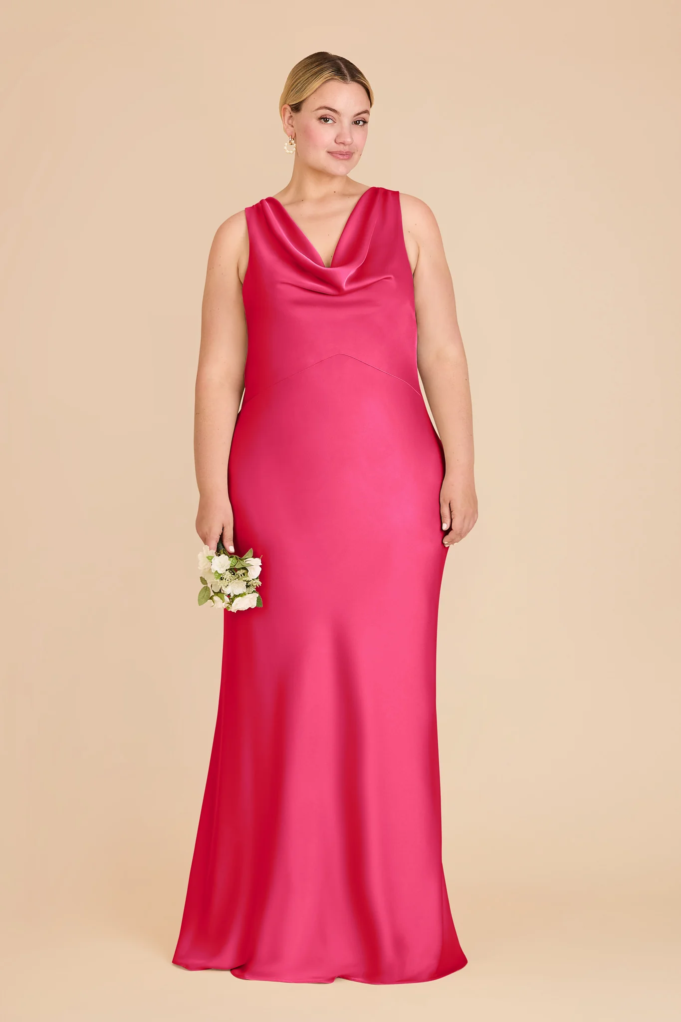 Bonnie Matte Satin Dress - Fuchsia - Image 2