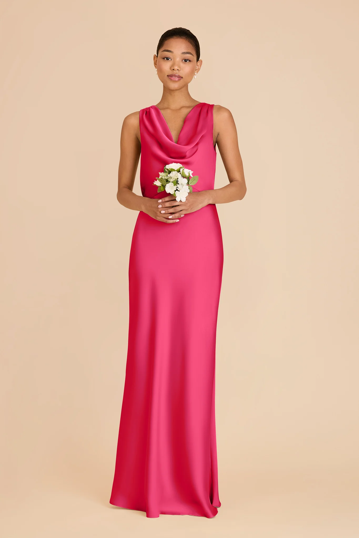 Bonnie Matte Satin Dress - Fuchsia - Image 3