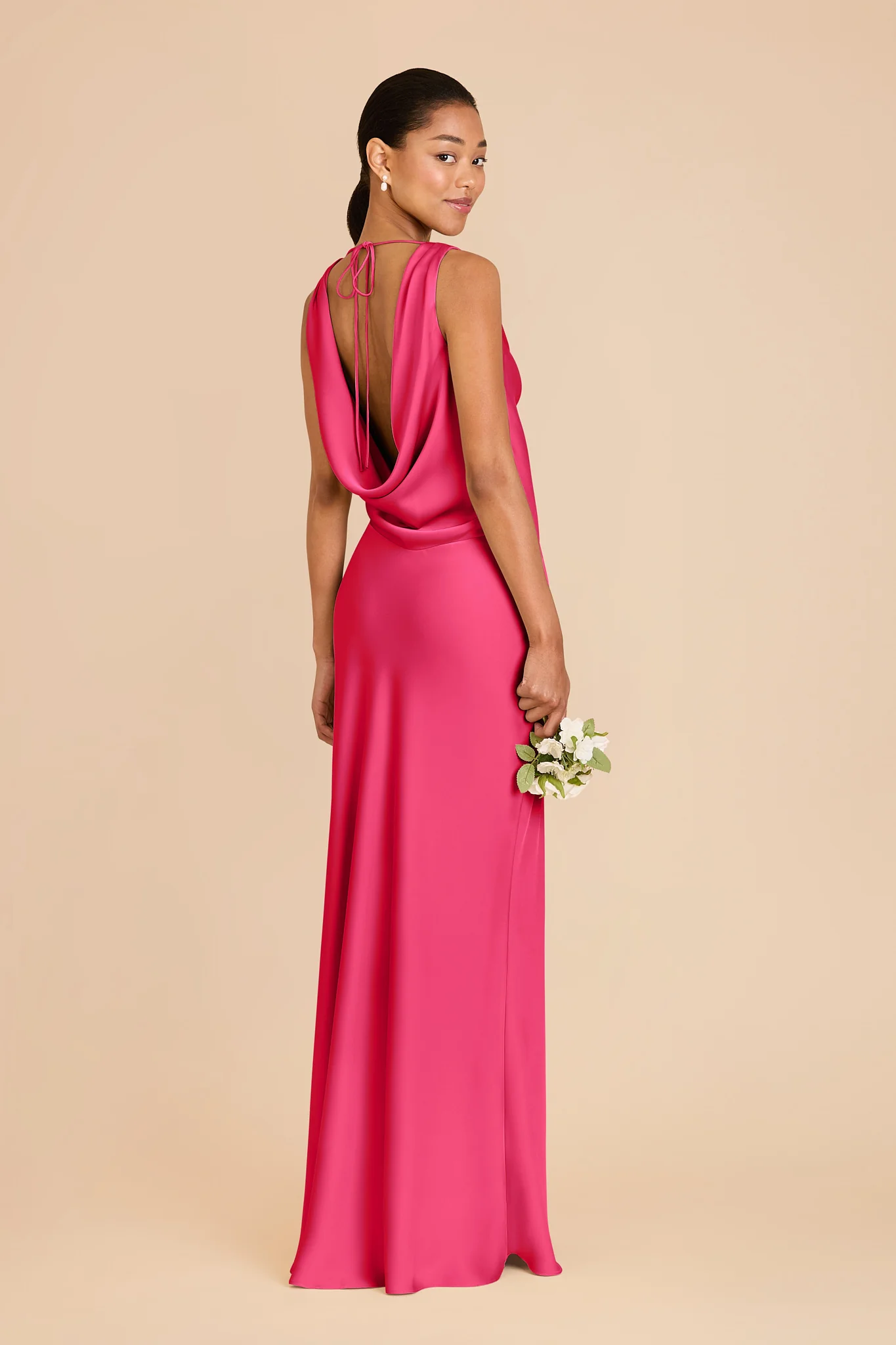 Bonnie Matte Satin Dress - Fuchsia - Image 4