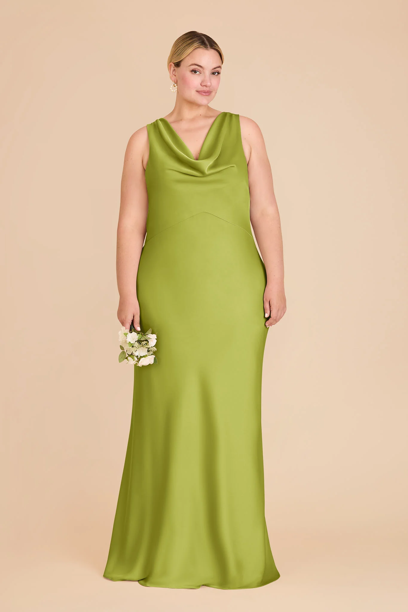 Bonnie Matte Satin Dress - Matcha - Image 2
