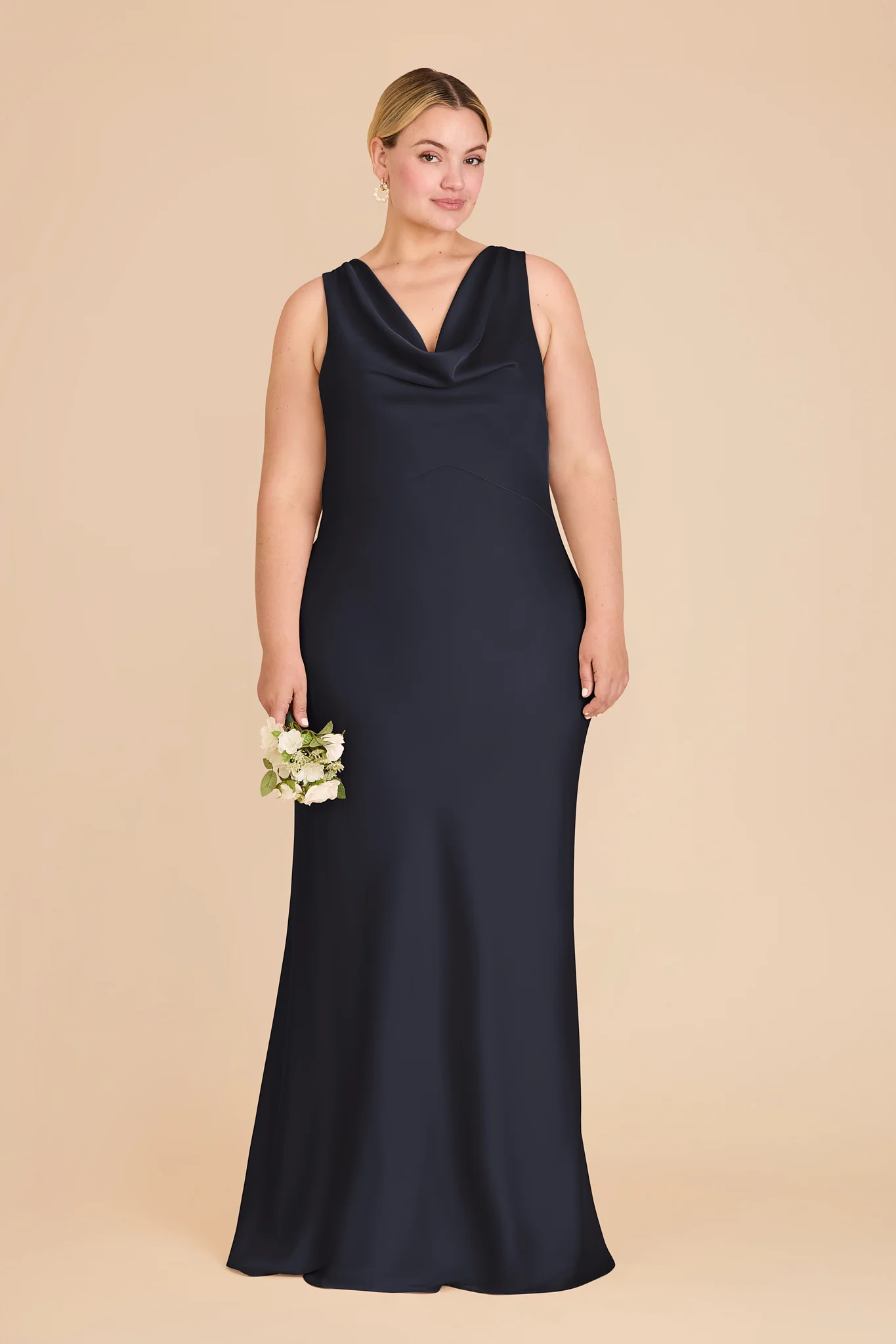 Bonnie Matte Satin Dress - Navy - Image 2