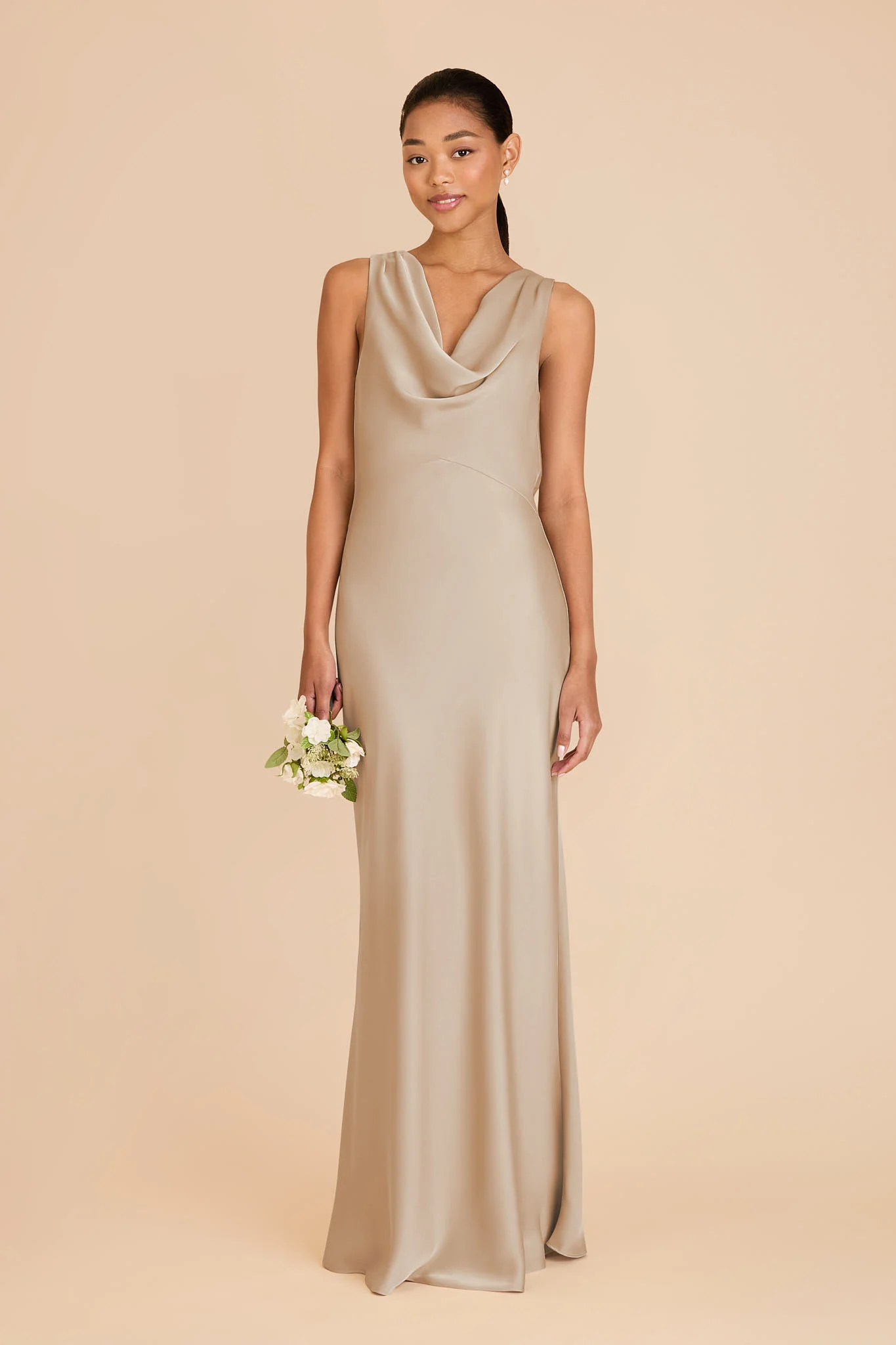 Bonnie Matte Satin Dress - Neutral Champagne