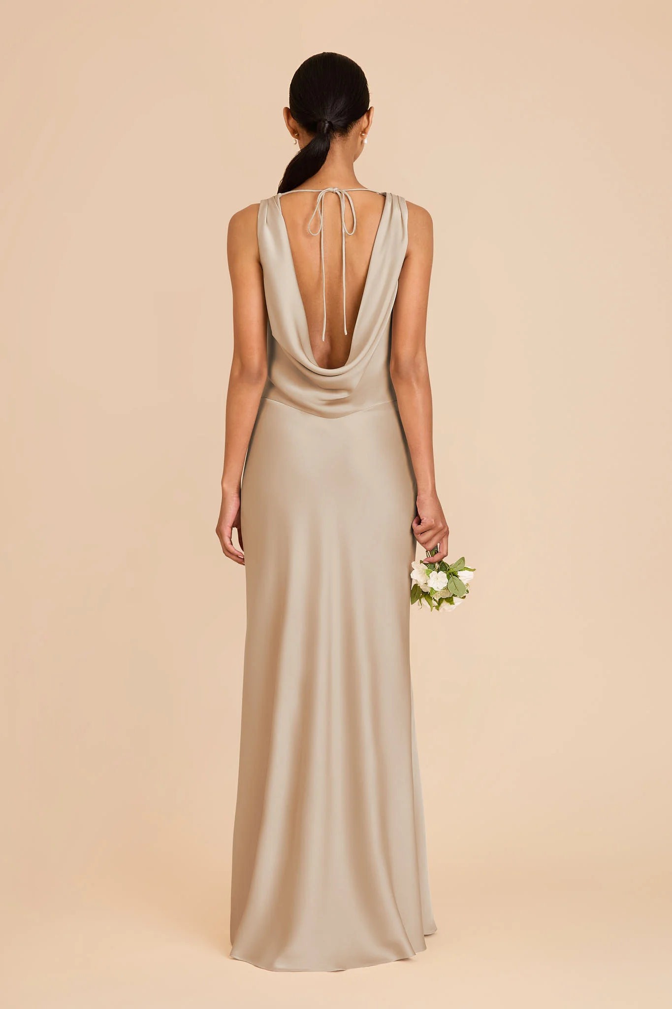 Bonnie Matte Satin Dress - Neutral Champagne - Image 5