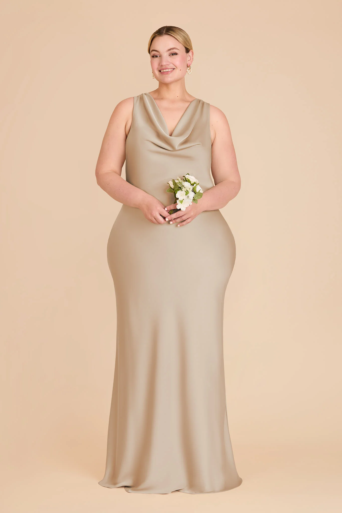 Bonnie Matte Satin Dress - Neutral Champagne - Image 6