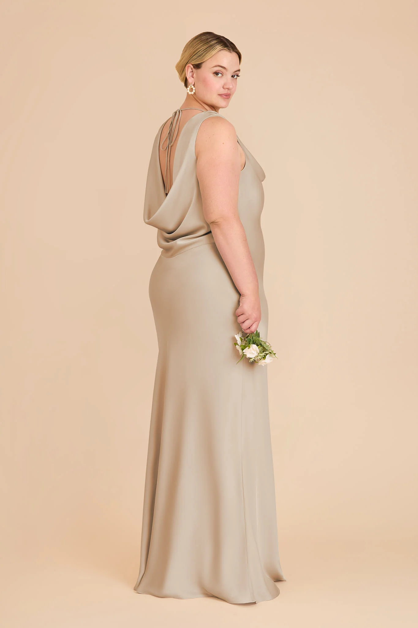 Bonnie Matte Satin Dress - Neutral Champagne - Image 7