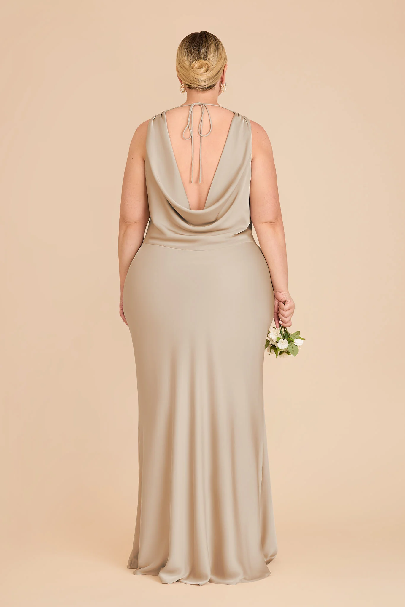 Bonnie Matte Satin Dress - Neutral Champagne - Image 8