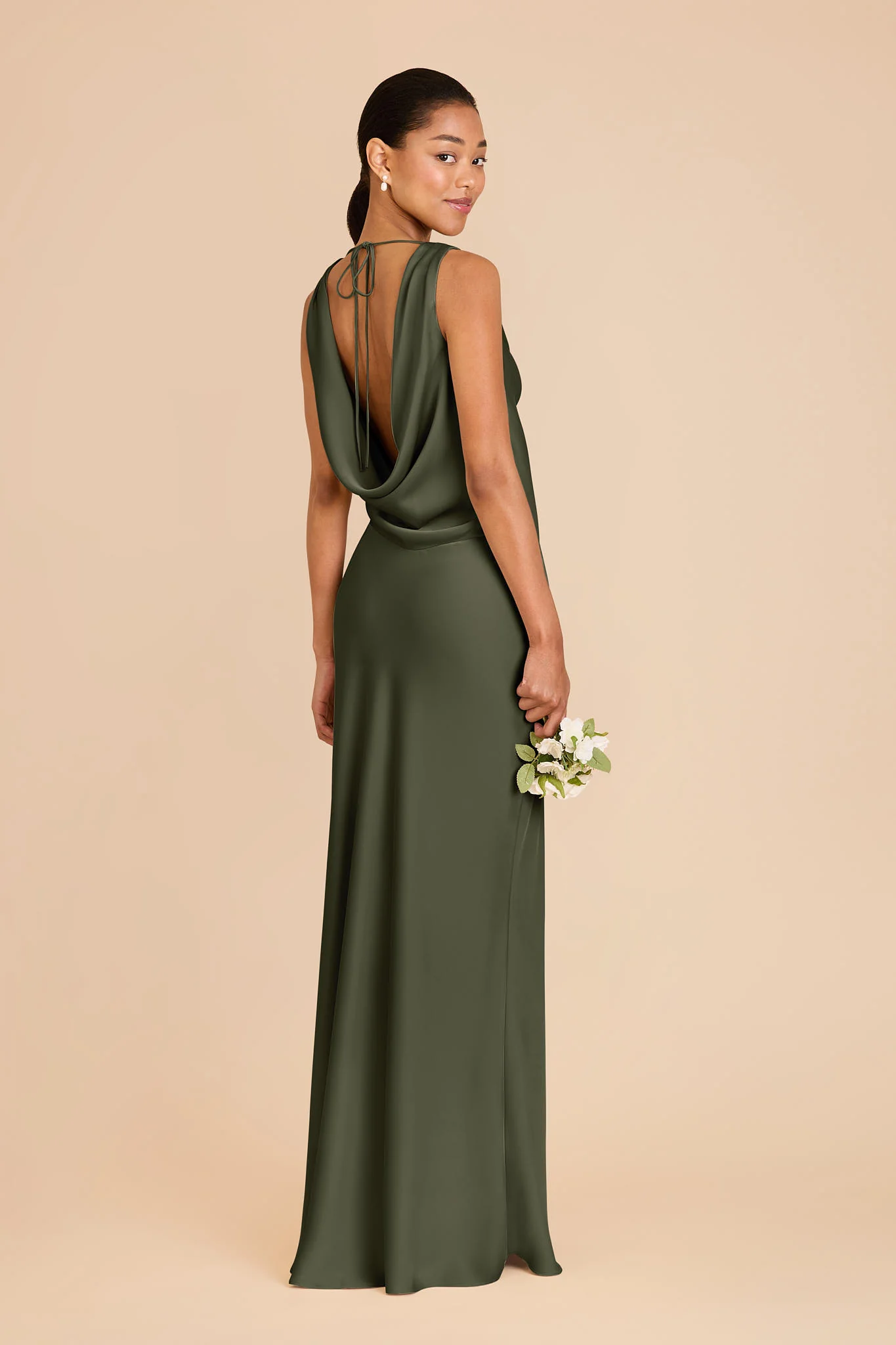 Bonnie Matte Satin Dress - Olive - Image 5