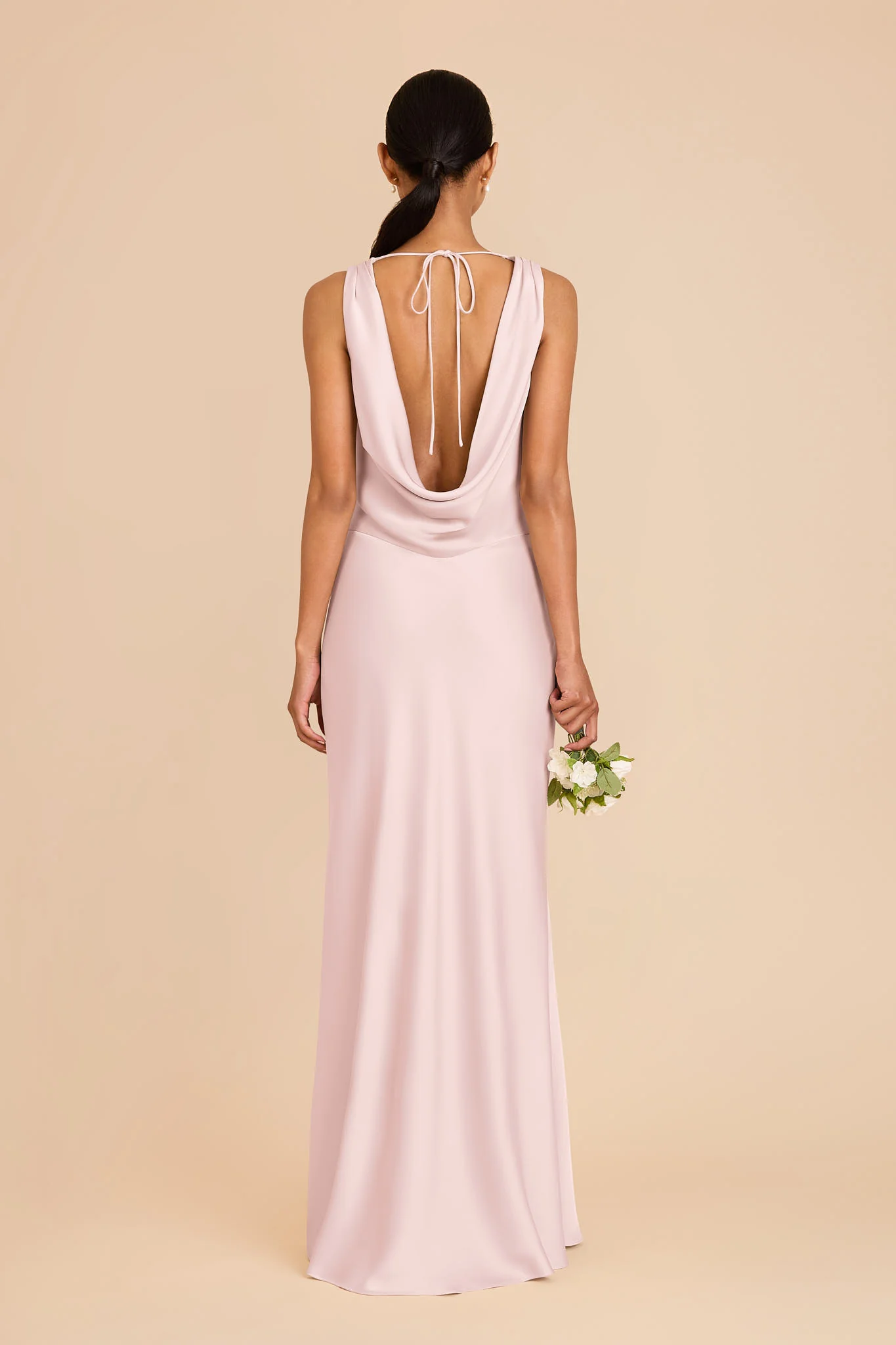 Bonnie Matte Satin Dress - Pale Blush - Image 5