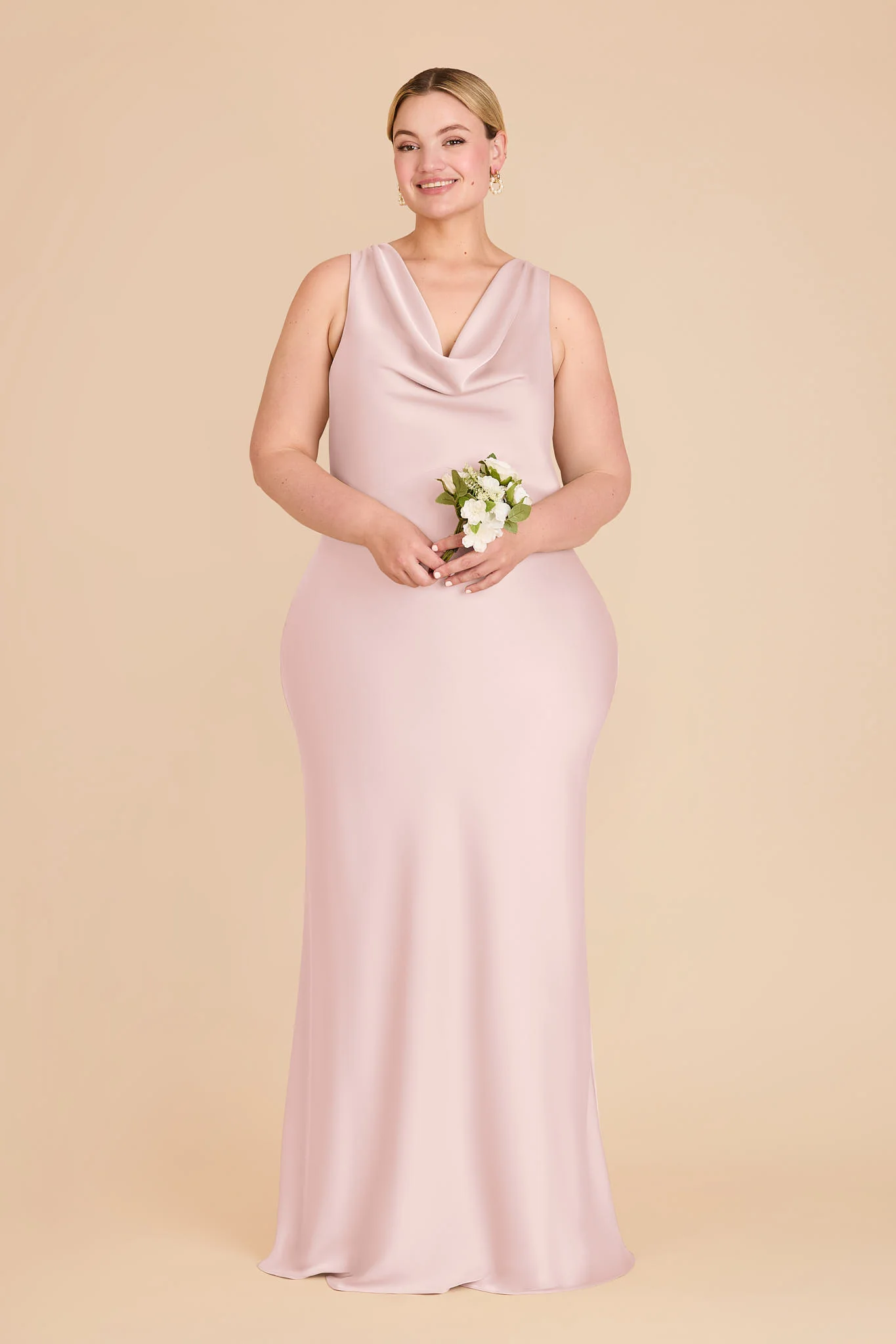 Bonnie Matte Satin Dress - Pale Blush - Image 6