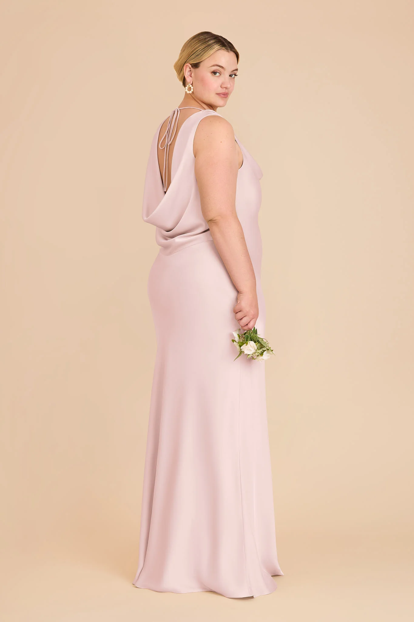 Bonnie Matte Satin Dress - Pale Blush - Image 7