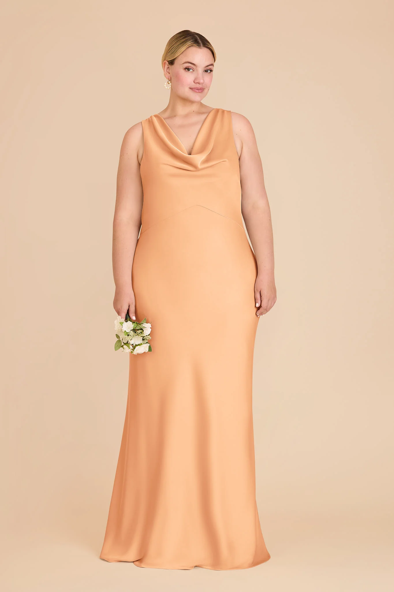 Bonnie Matte Satin Dress - Peach - Image 2