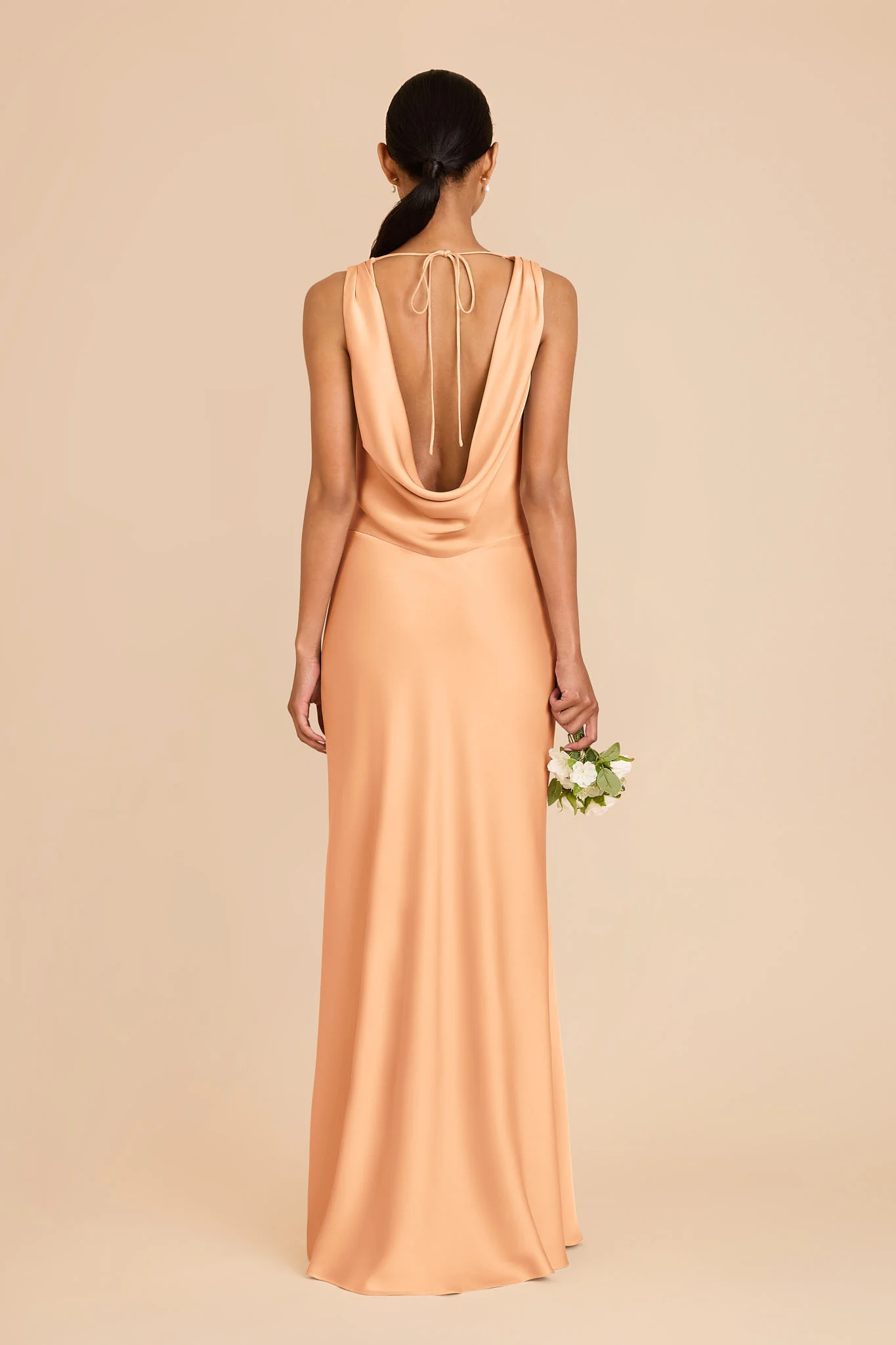 Bonnie Matte Satin Dress - Peach - Image 5