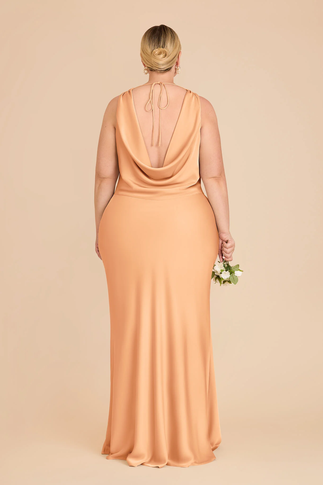 Bonnie Matte Satin Dress - Peach - Image 7