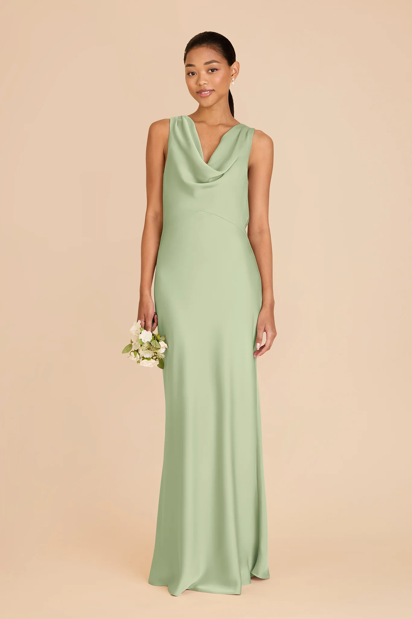 Bonnie Matte Satin Dress - Pistachio