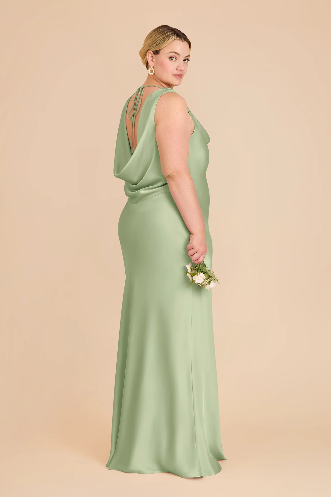 Bonnie Matte Satin Dress - Pistachio - Image 11