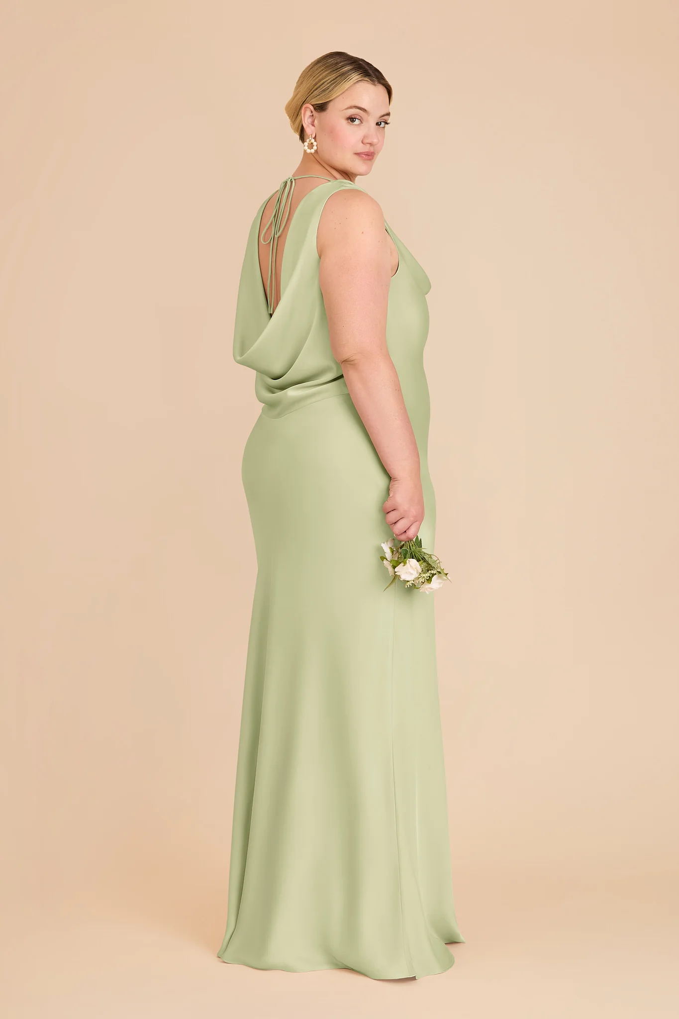 Bonnie Matte Satin Dress - Pistachio - Image 13
