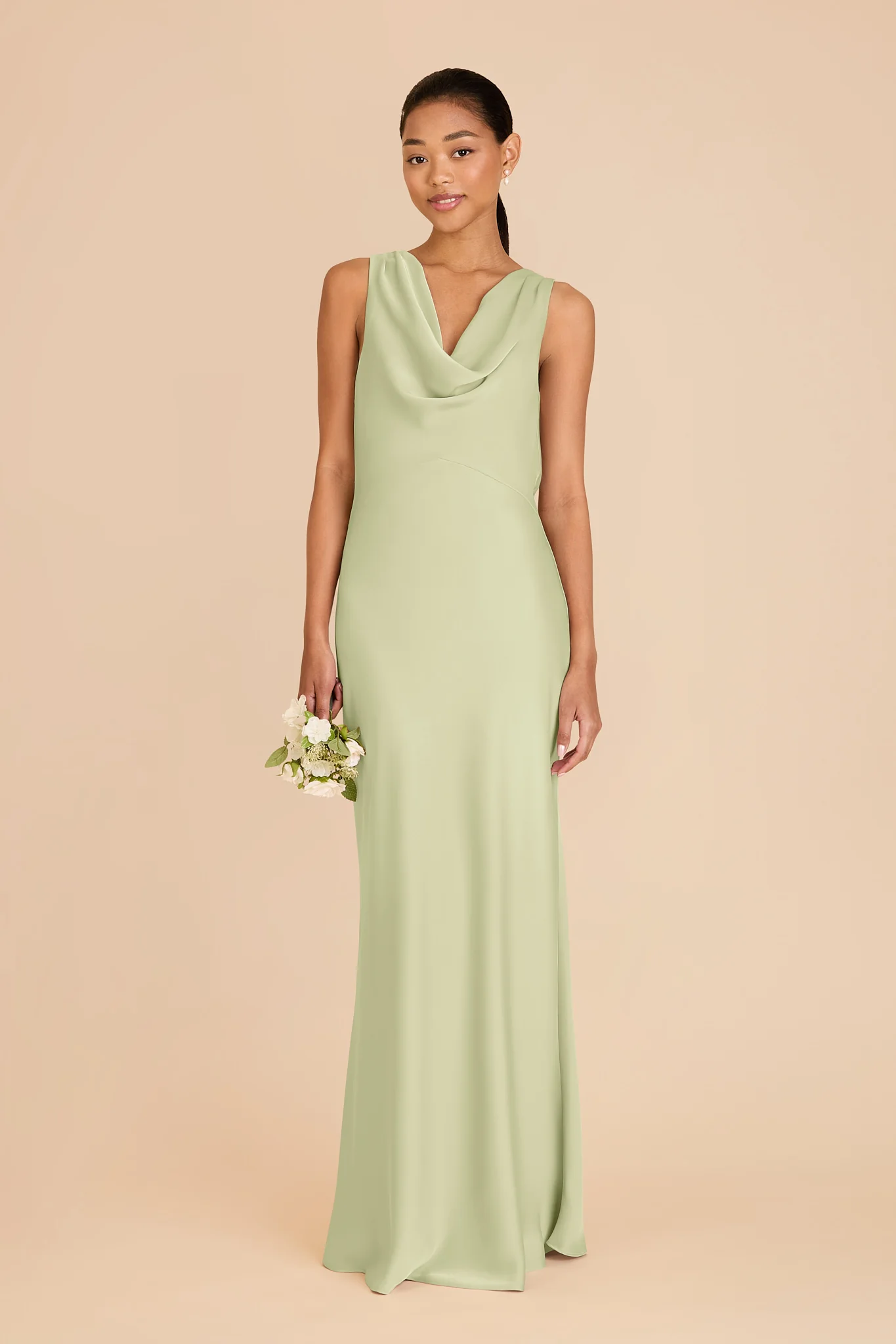 Bonnie Matte Satin Dress - Pistachio - Image 3