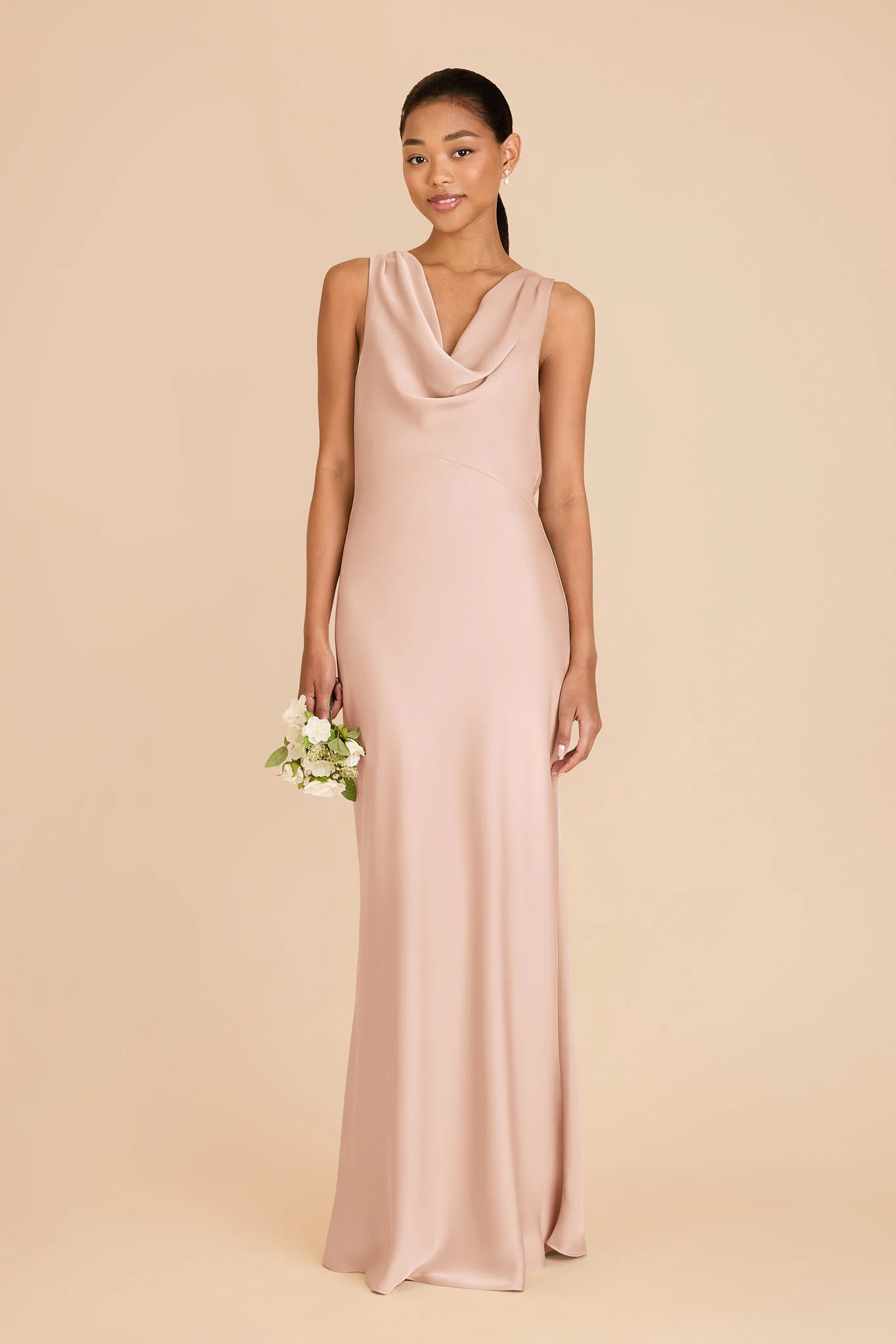 Bonnie Matte Satin Dress - Rose Gold