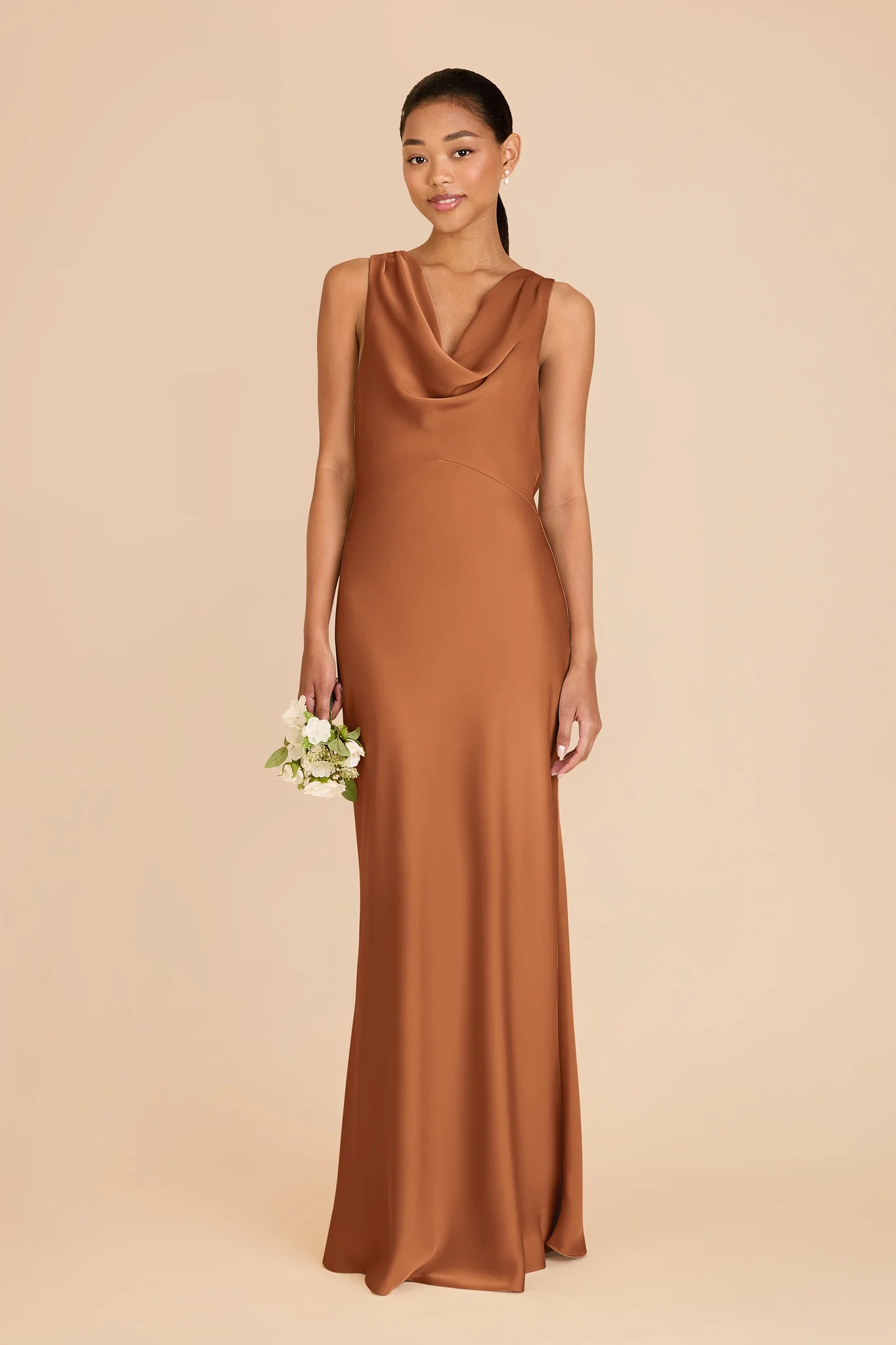 Bonnie Matte Satin Dress - Rust