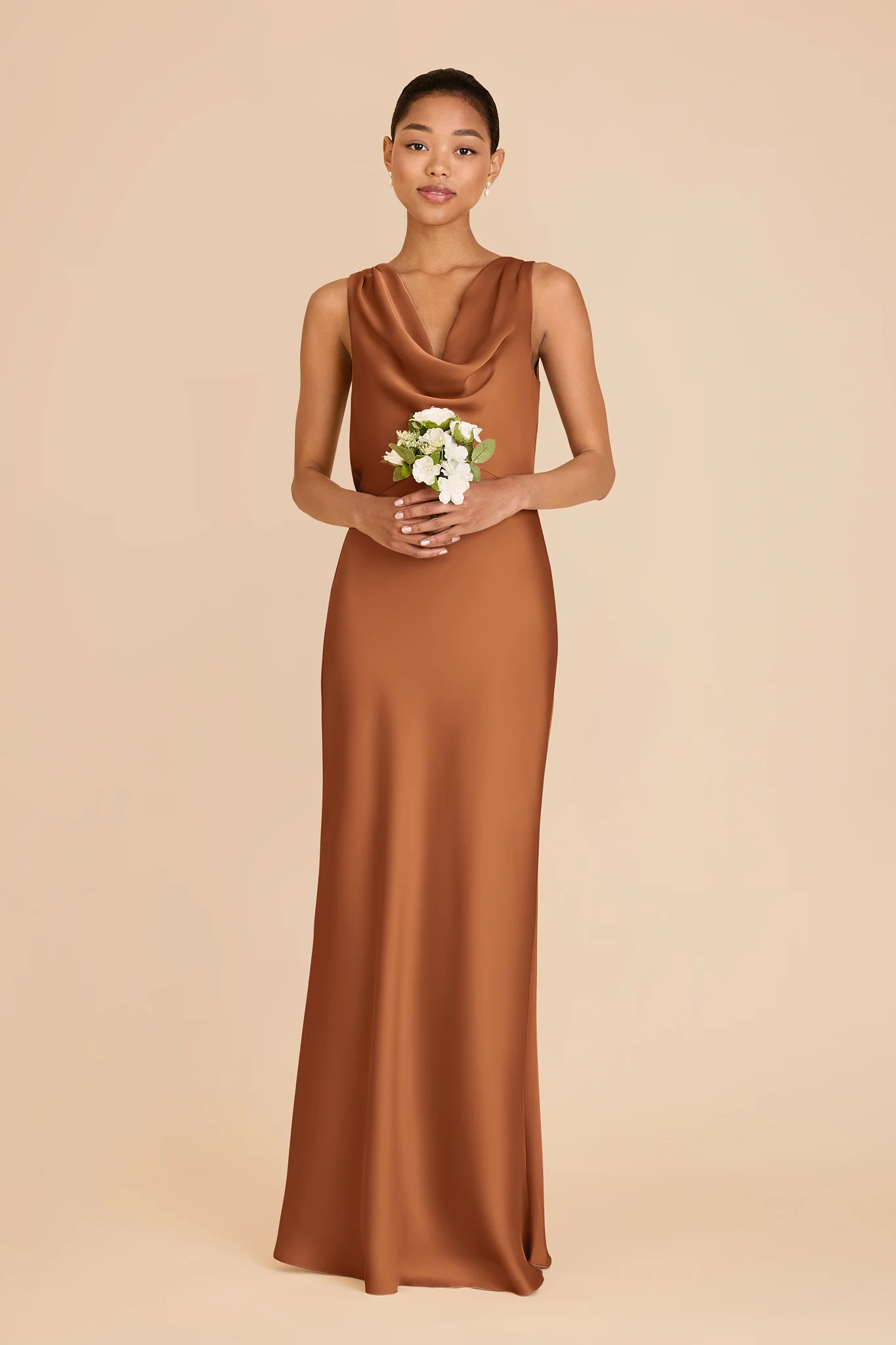 Bonnie Matte Satin Dress - Rust - Image 3
