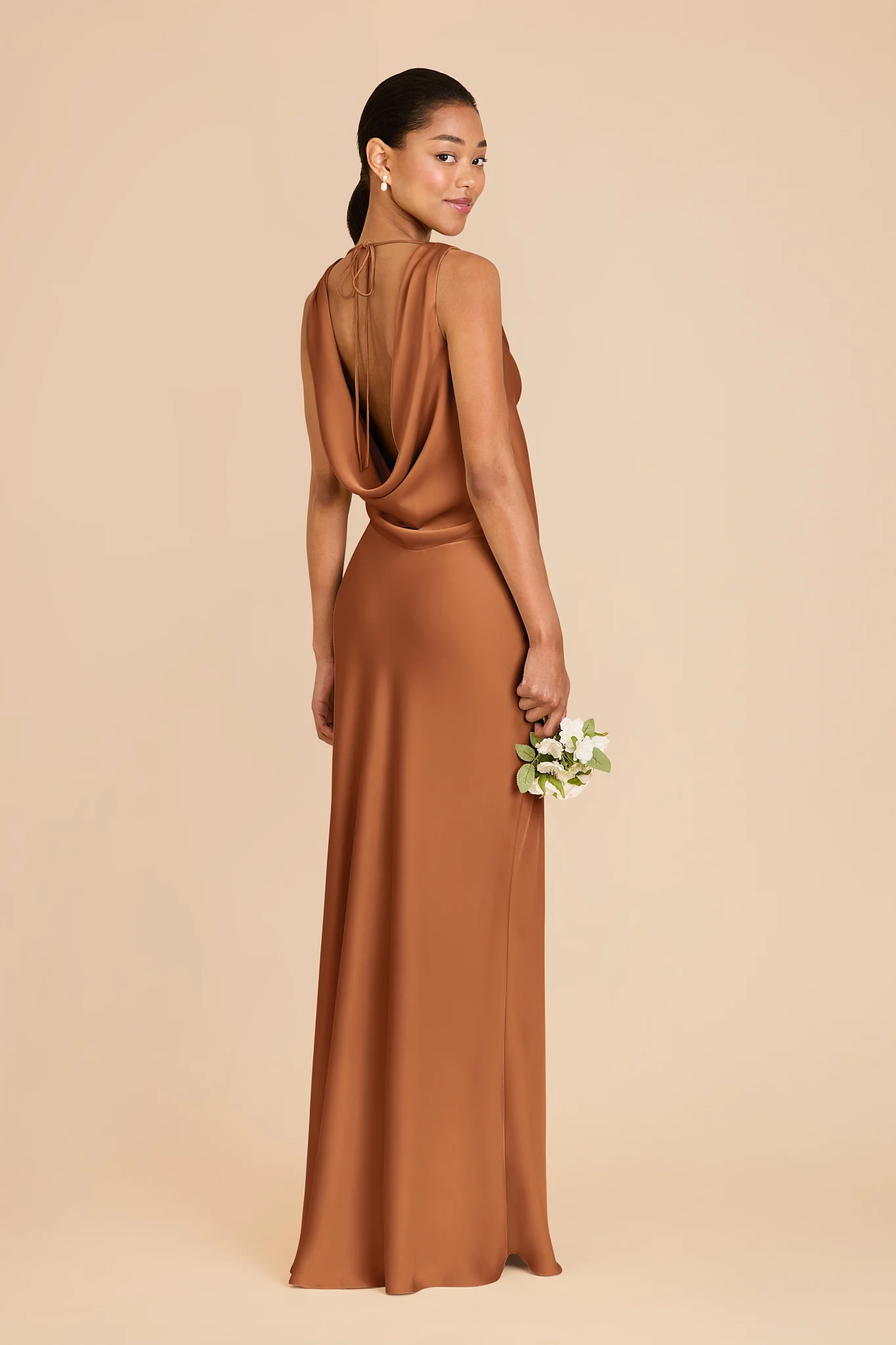 Bonnie Matte Satin Dress - Rust - Image 4