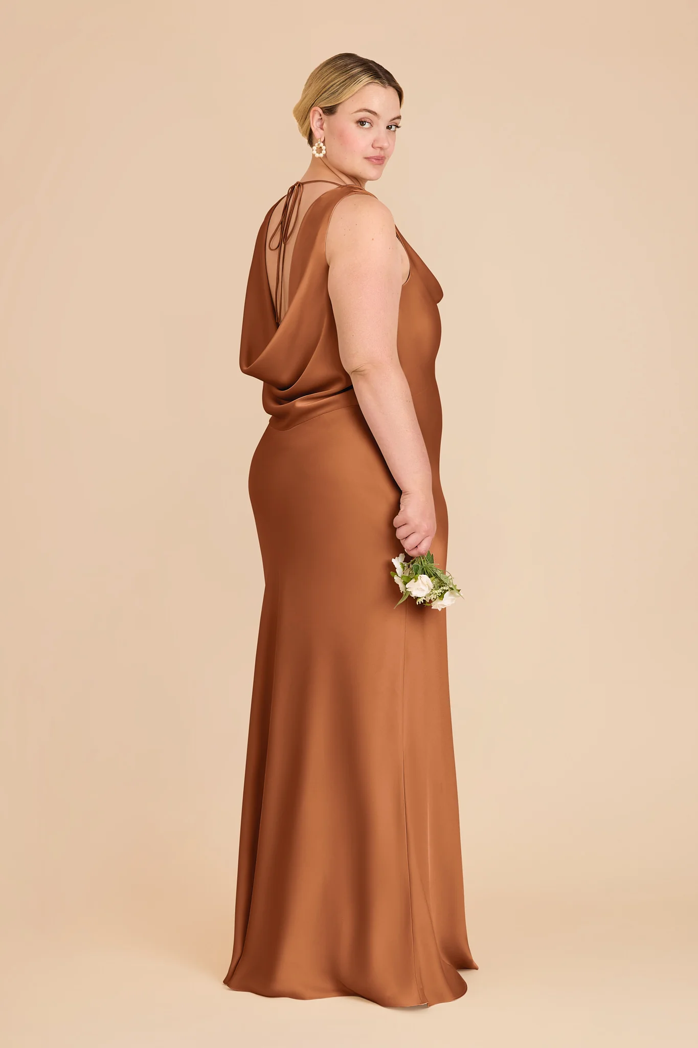 Bonnie Matte Satin Dress - Rust - Image 6