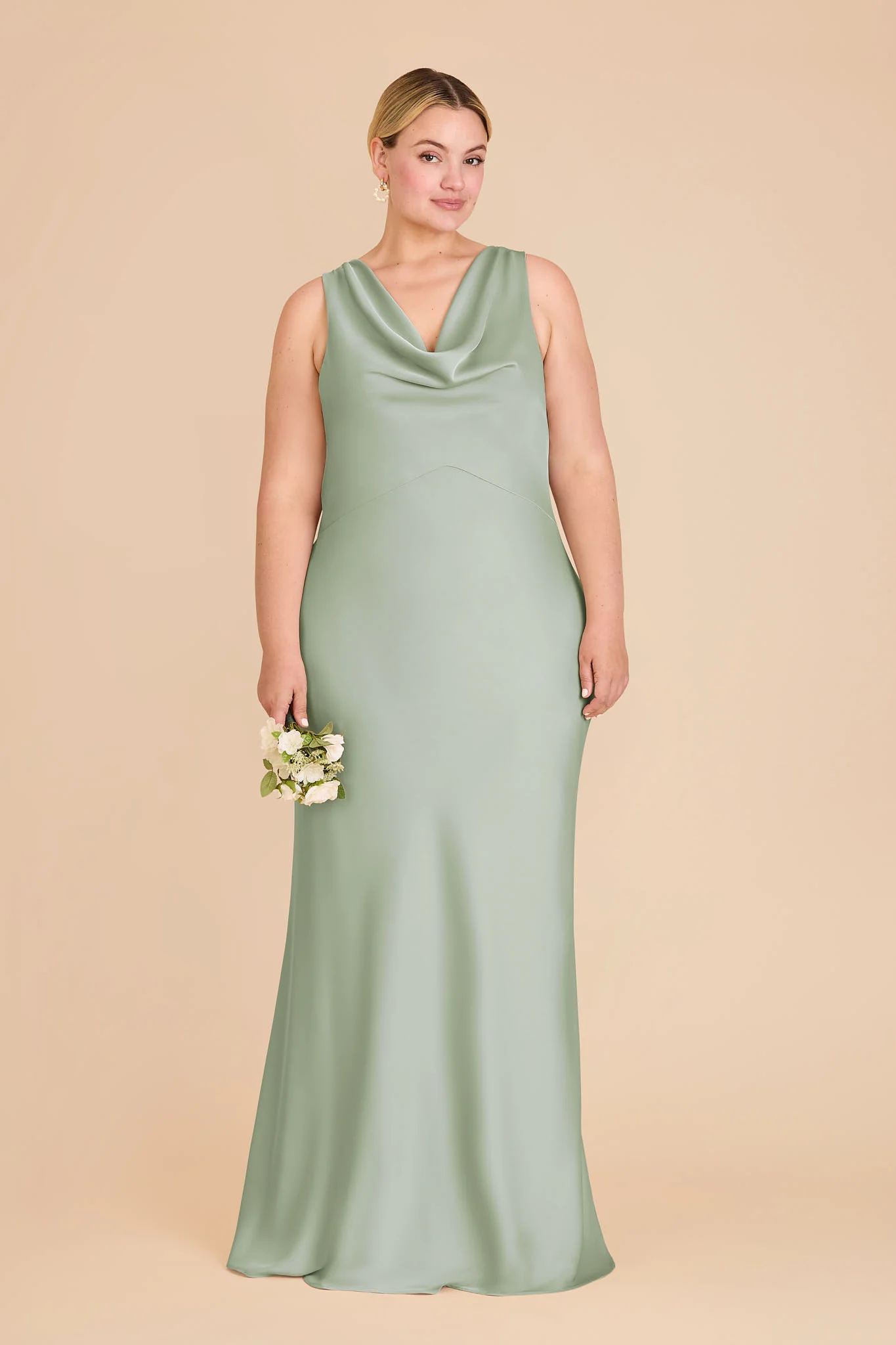 Bonnie Matte Satin Dress - Sage - Image 2