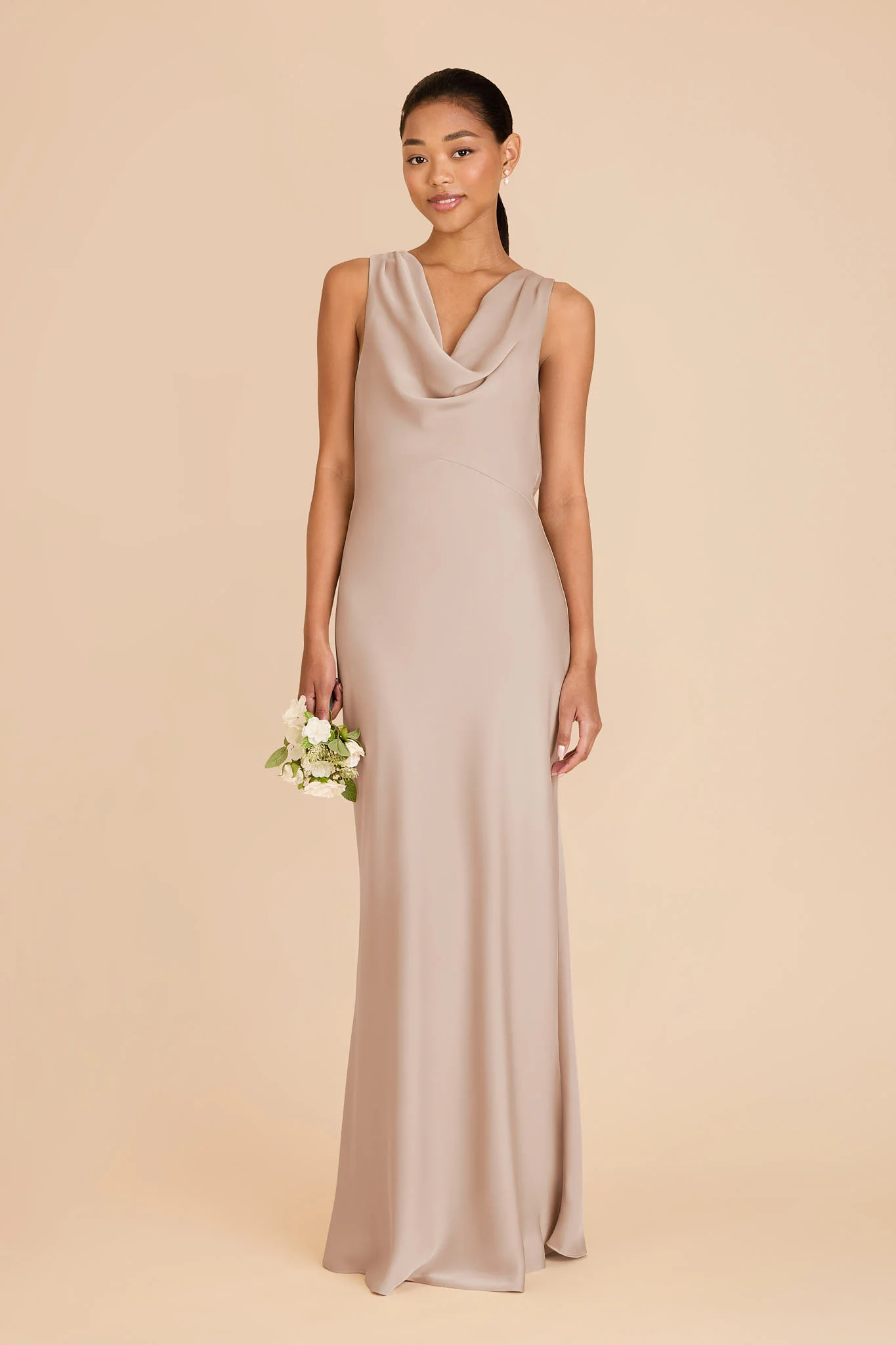 Bonnie Matte Satin Dress - Taupe
