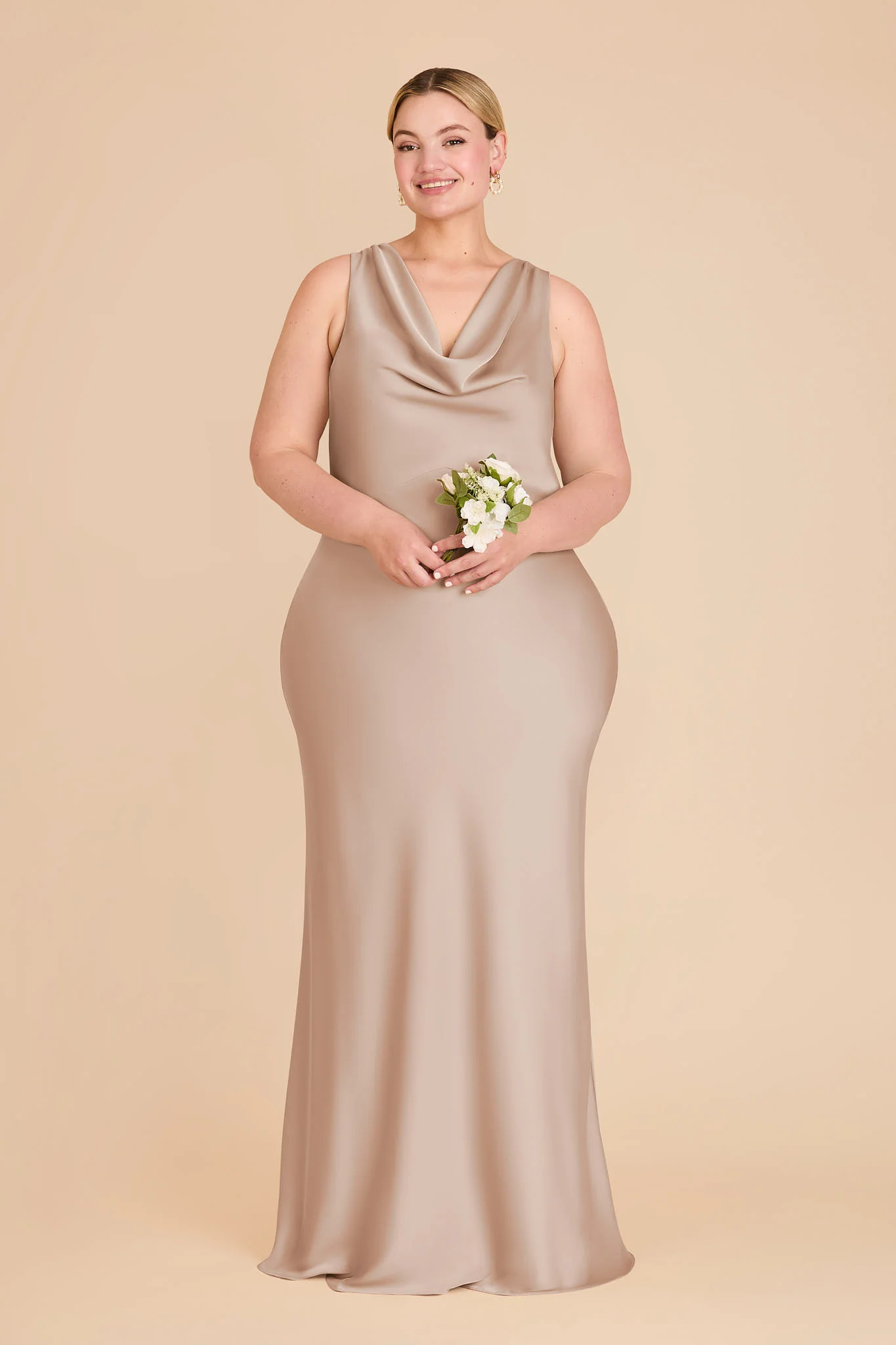 Bonnie Matte Satin Dress - Taupe - Image 6