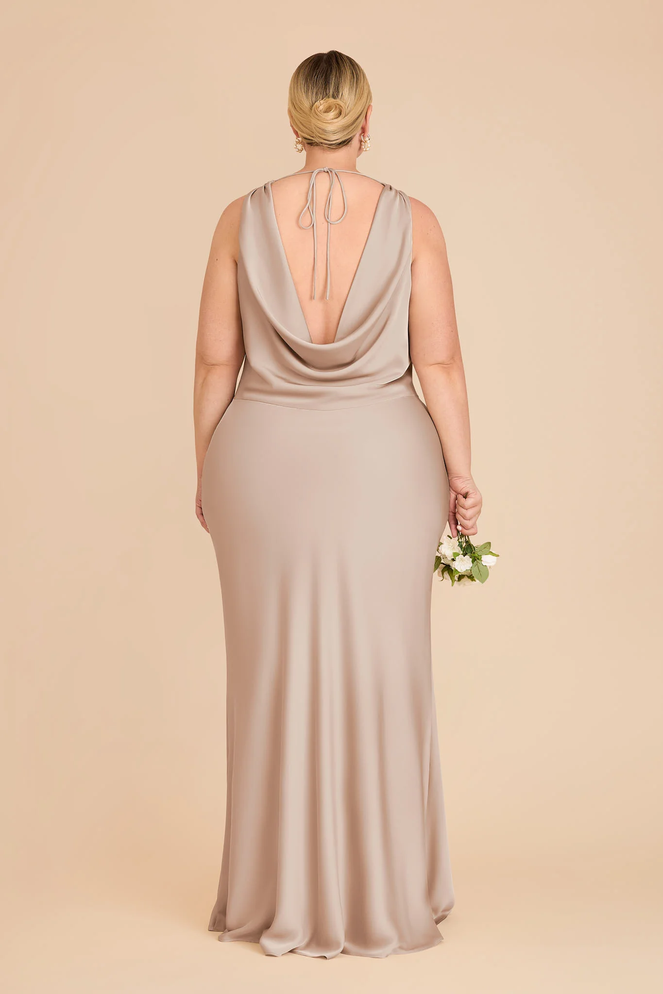 Bonnie Matte Satin Dress - Taupe - Image 8