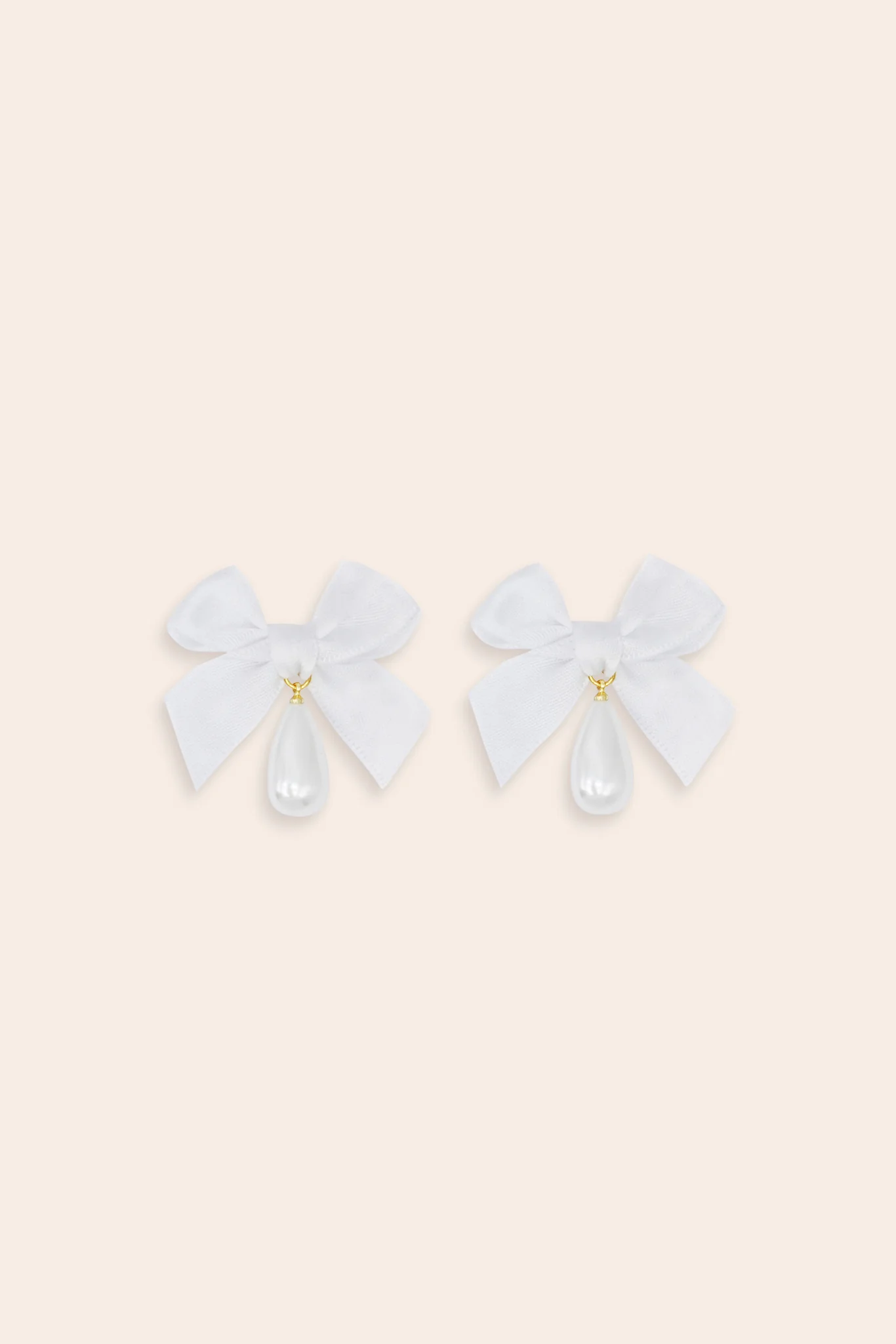 Bow Drop Pearl Earrings by Petit Moments - White