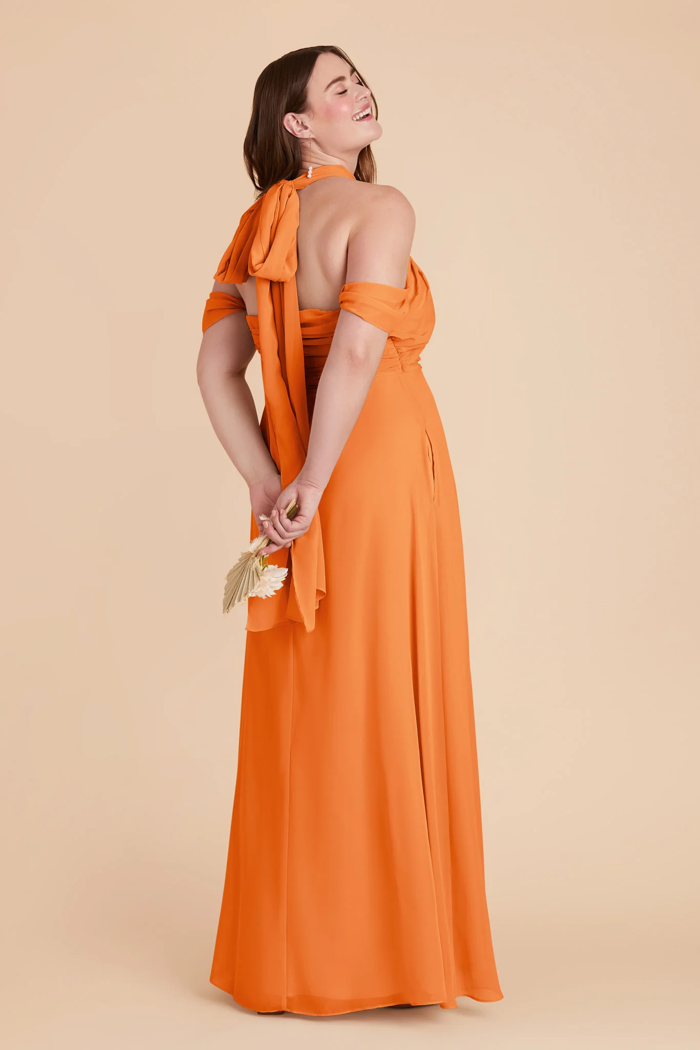 Cara Chiffon Dress - Apricot - Image 11