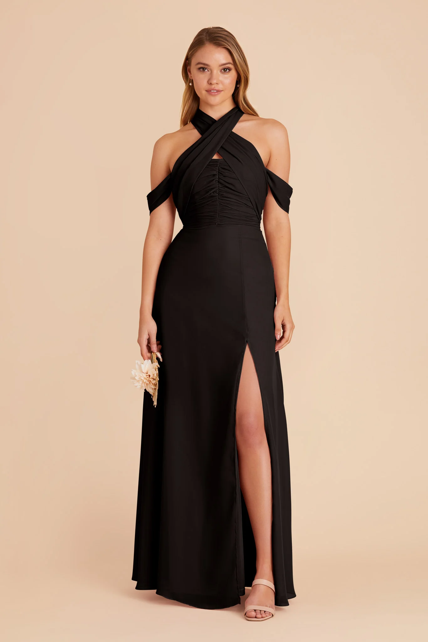Cara Chiffon Dress - Black - Image 3