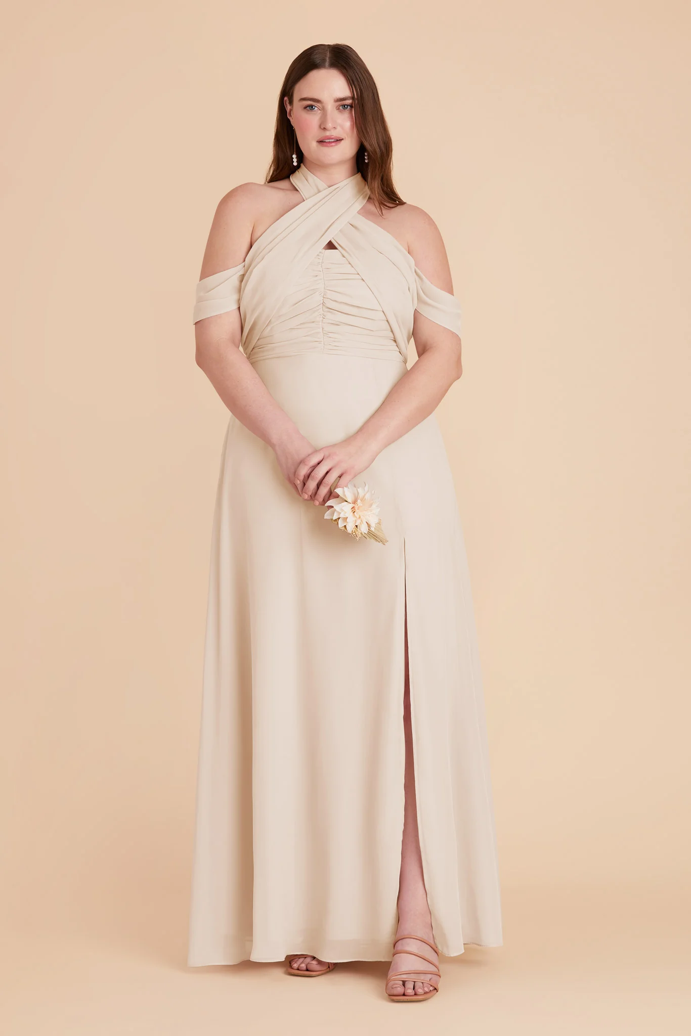 Cara Chiffon Dress - Champagne - Image 10